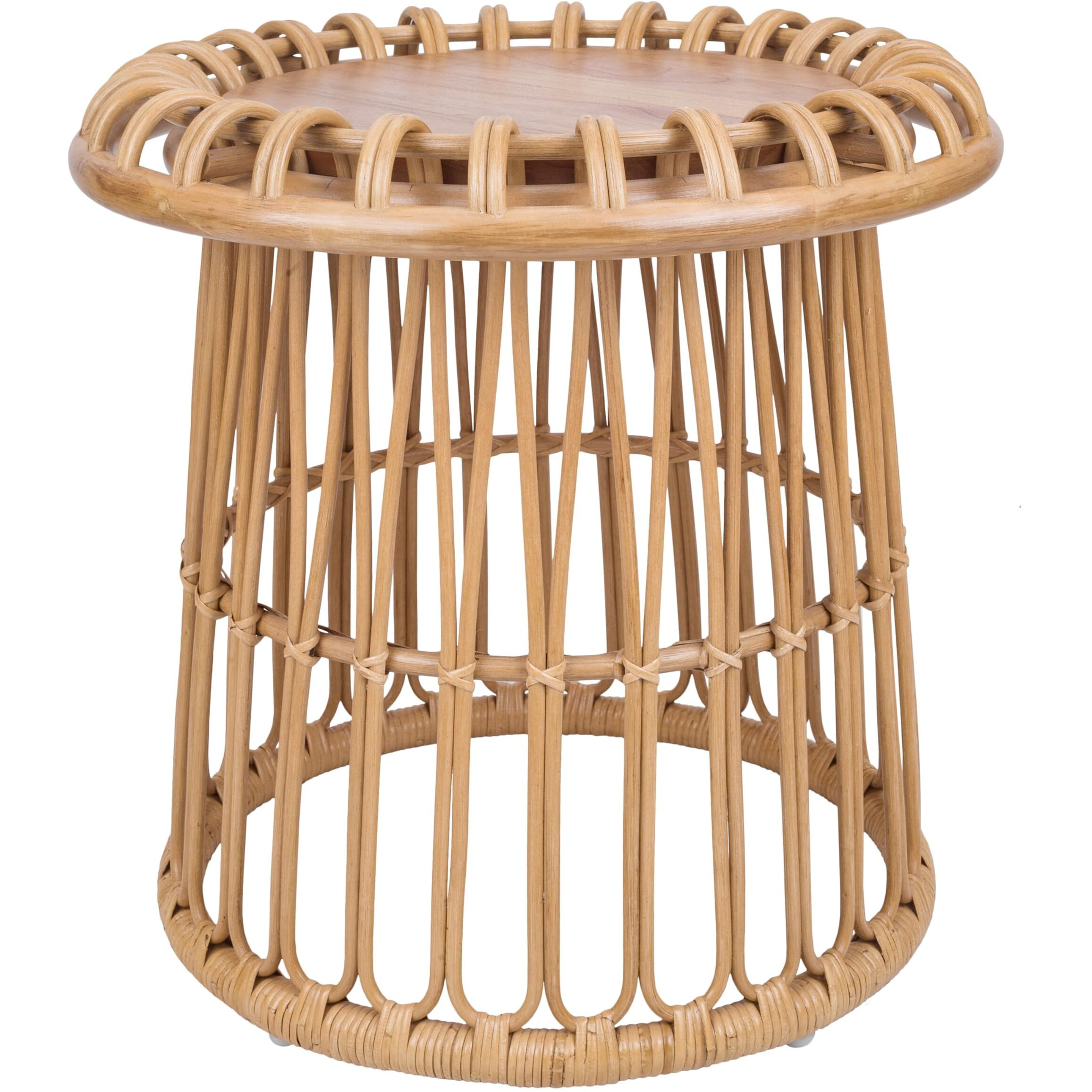 Galia Rattan Round Side/ End Table w/ Wood Top