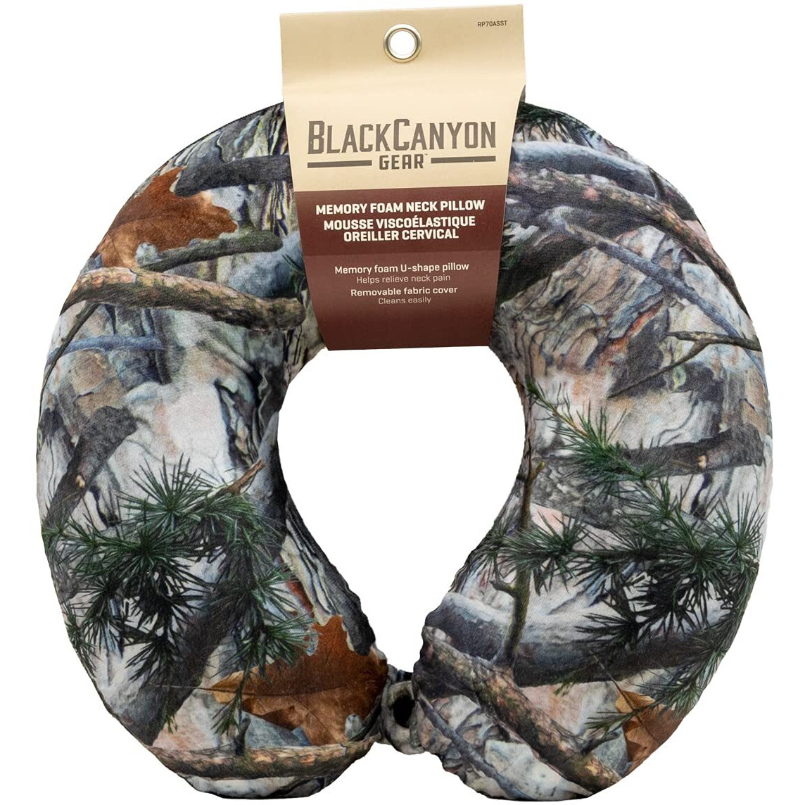 BlackCanyon Gear Print Memory Foam Neck Pillow RP0ASST Memory Foam Neck Support U Shaped Travel Pillow - Assorted Colors