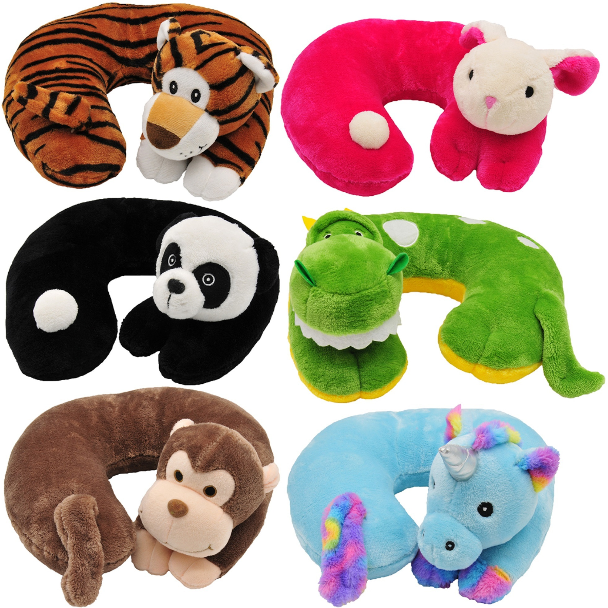 BlackCanyon Outfitters Childrens Neck Pillow BCO6878 Child Size Travel Neck Pillow Cute Foam U Shaped Animal Pillow for Airplane Sleep Assorted
