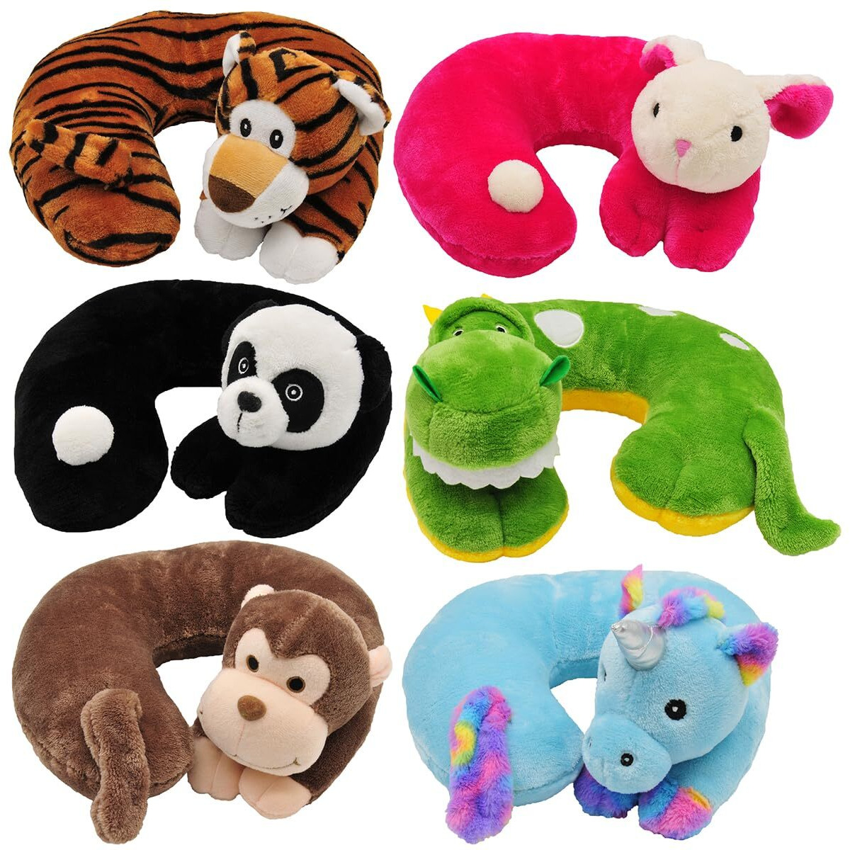 BlackCanyon Outfitters Childrens Neck Pillow BCO6878 Child Size Travel Neck Pillow Cute Foam U Shaped Animal Pillow for Airplane Sleep Assorted