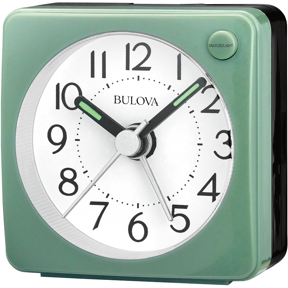 Bulova Clocks B1874 Ultra Small travel alarm with snooze and light no ticking  The Verde