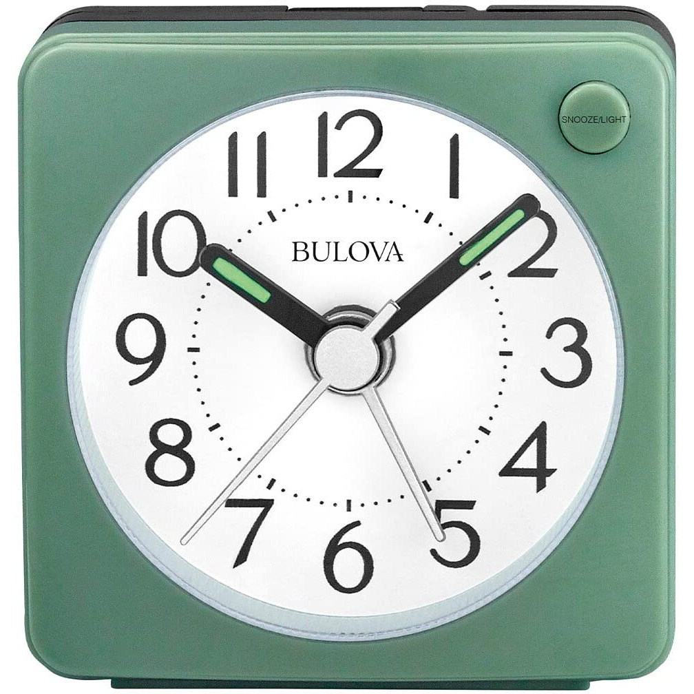 Bulova Clocks B1874 Ultra Small travel alarm with snooze and light no ticking  The Verde