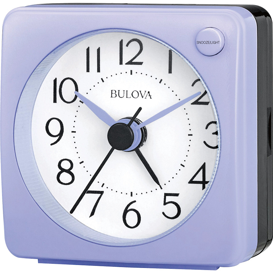 Bulova Clocks B1876 Ultra Small travel alarmwith snooze and light no ticking The Violet