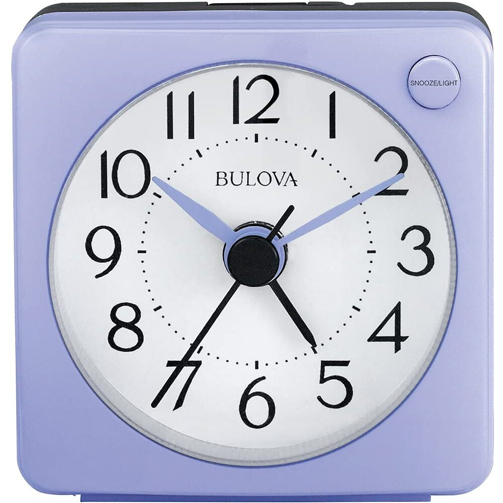 Bulova Clocks B1876 Ultra Small travel alarmwith snooze and light no ticking The Violet