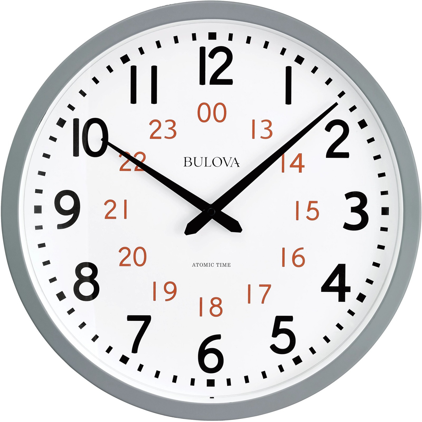 Bulova Atomic  Analog wall Clock Model C5003 Atomic Time 1, sets Automatically, quartz battery.
