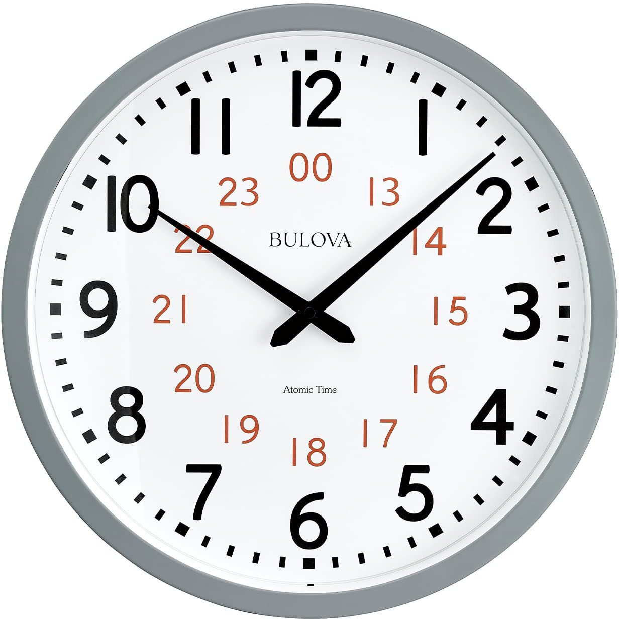 Bulova Atomic  Analog wall Clock Model C5003 Atomic Time 1, sets Automatically, quartz battery.