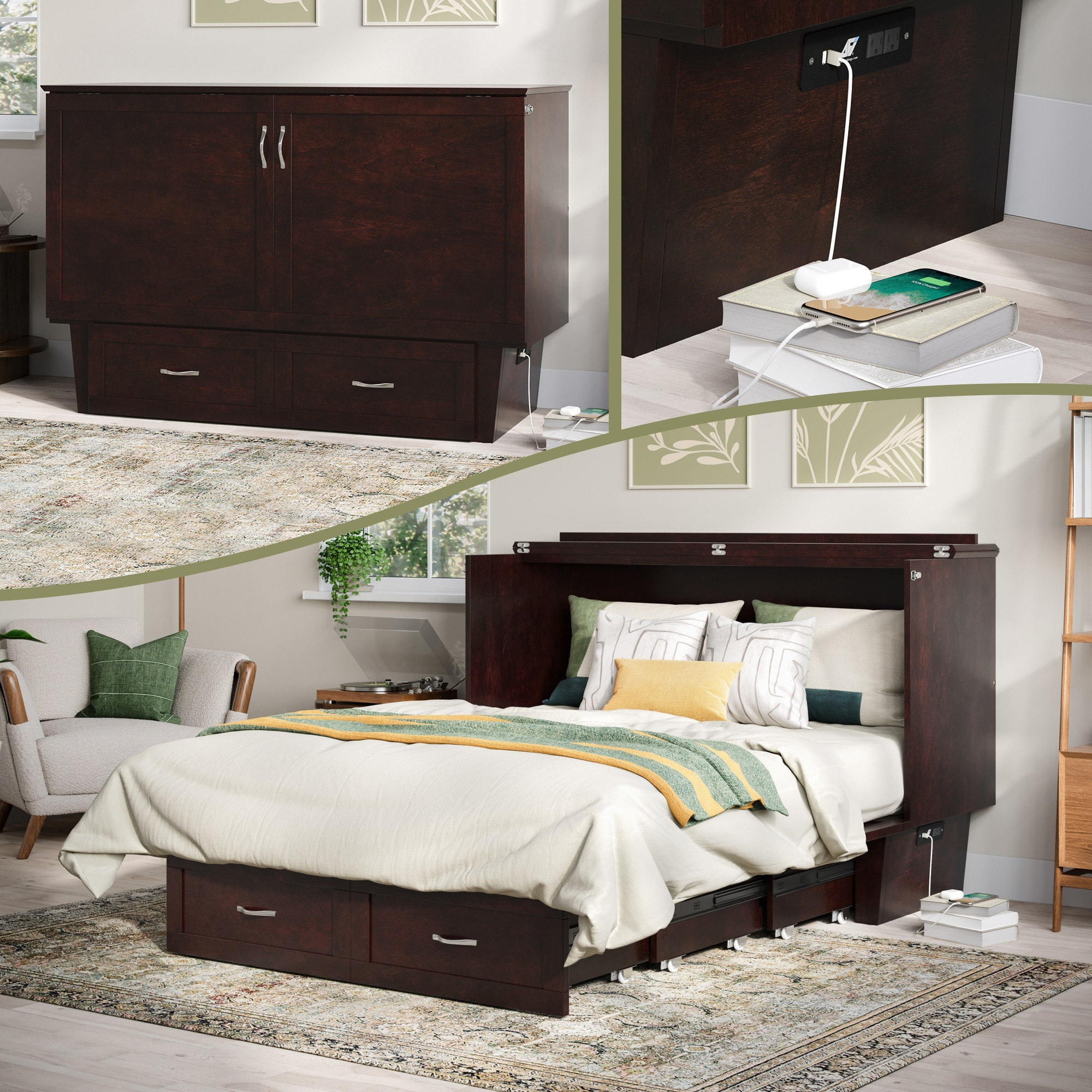 Chelsea Queen Murphy Bed Chest in Espresso