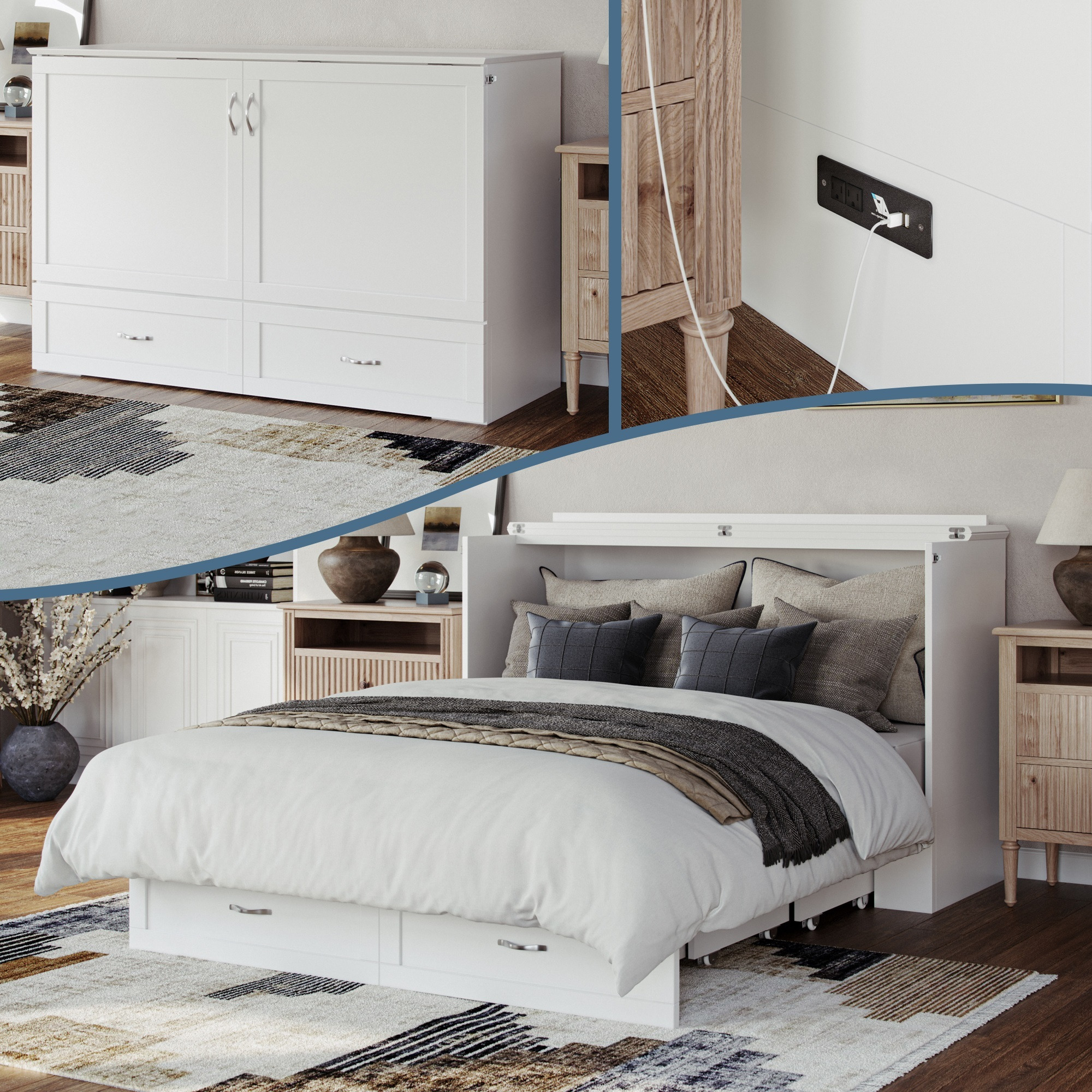 Raleigh Queen Murphy Bed Chest in White