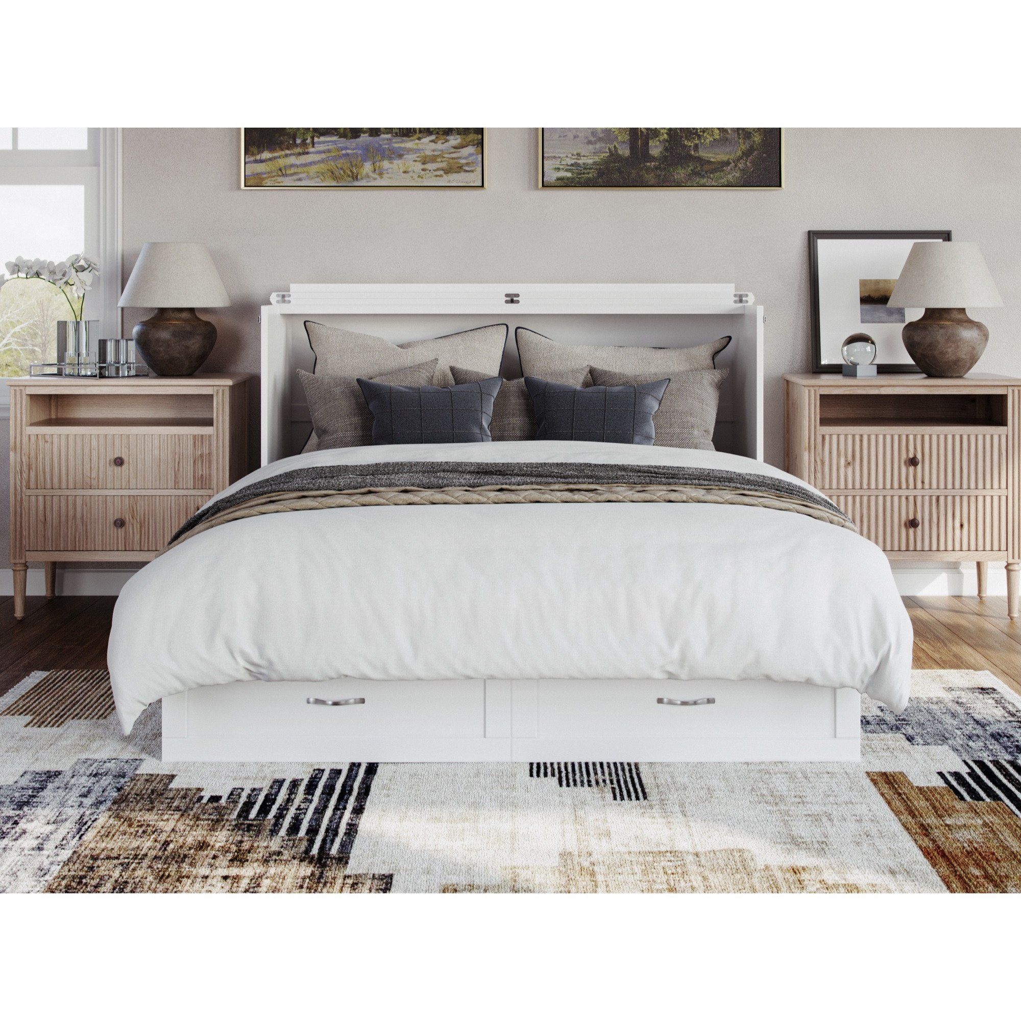 Raleigh Queen Murphy Bed Chest in White