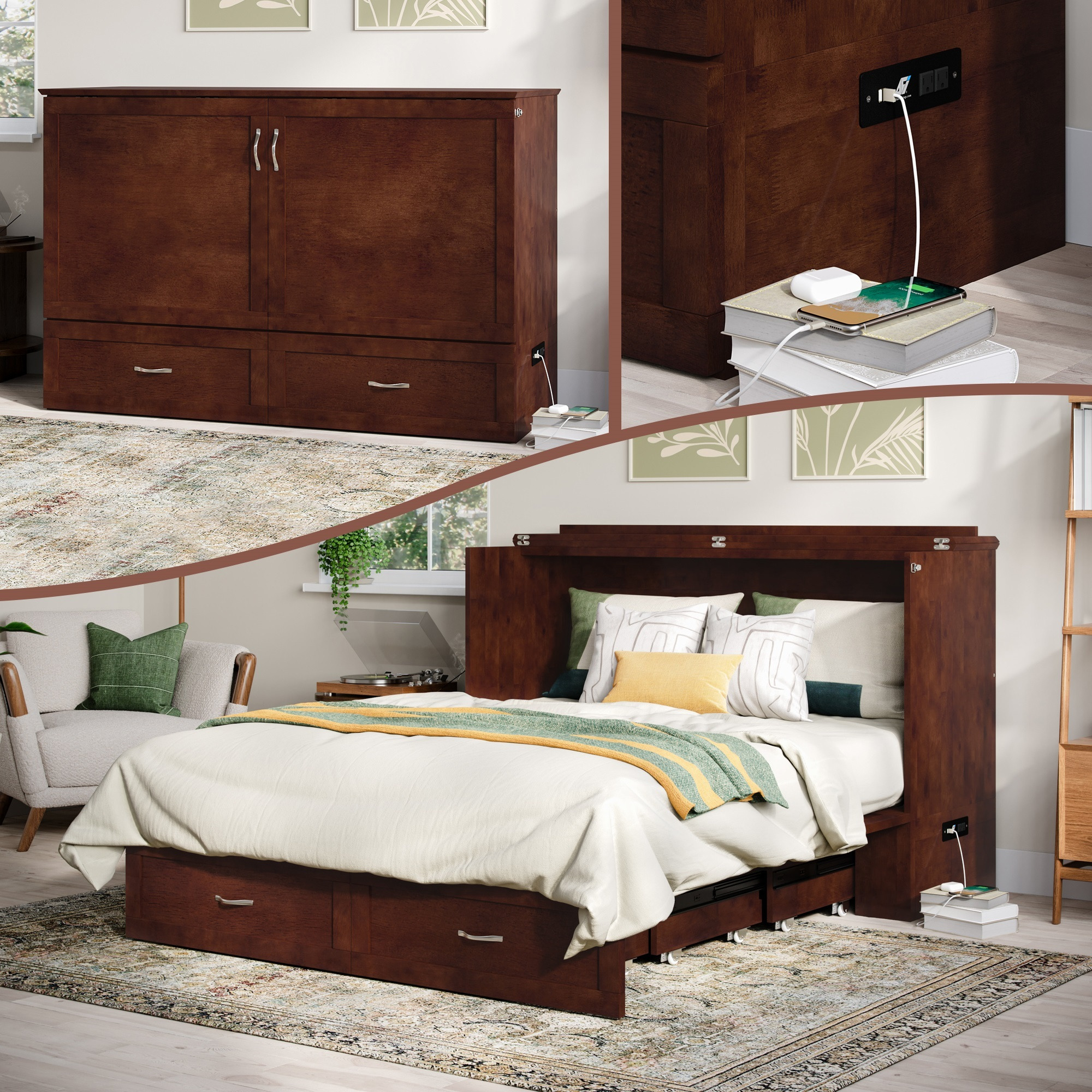 Raleigh Queen Murphy Bed Chest in Walnut