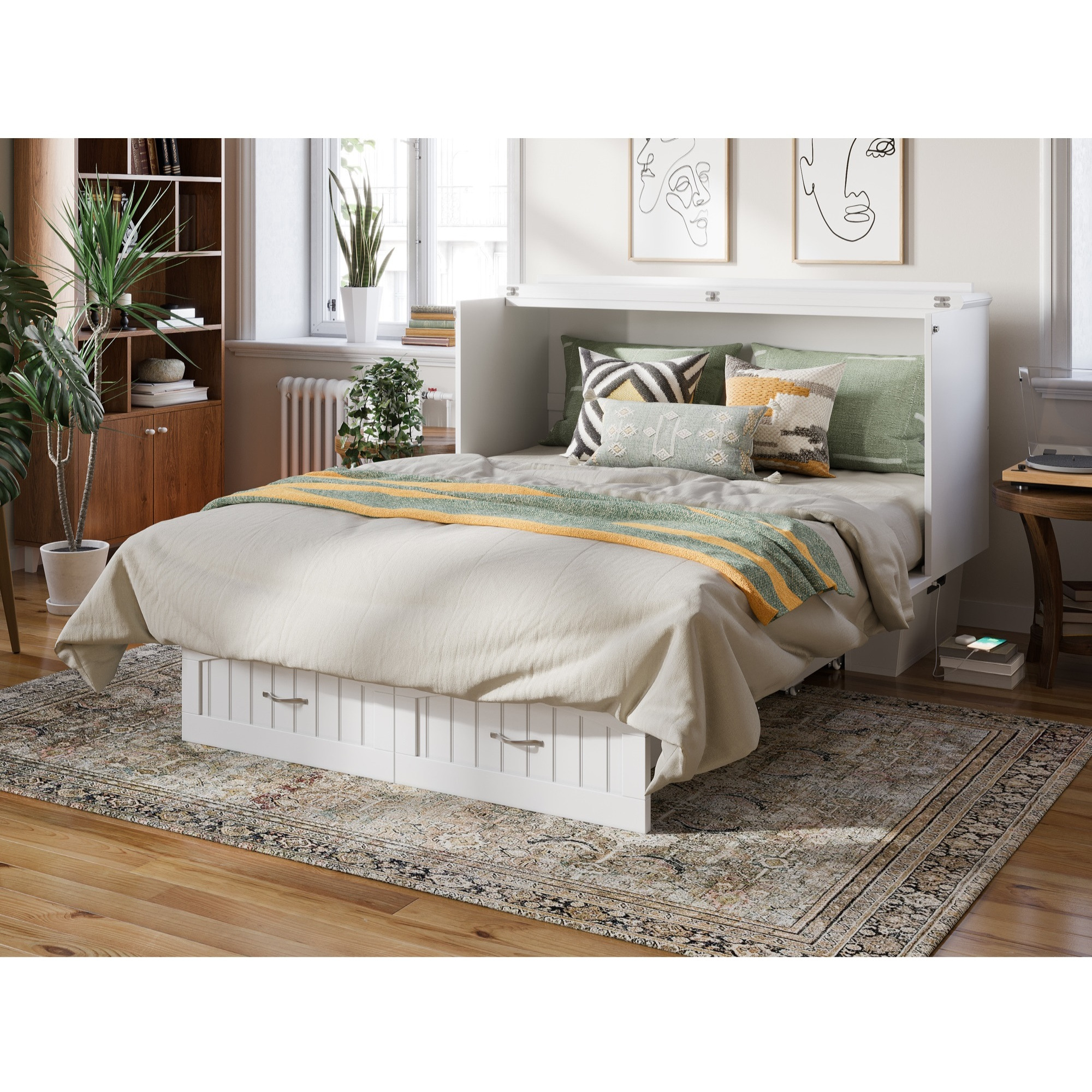 Sydney Queen Murphy Bed Chest in White