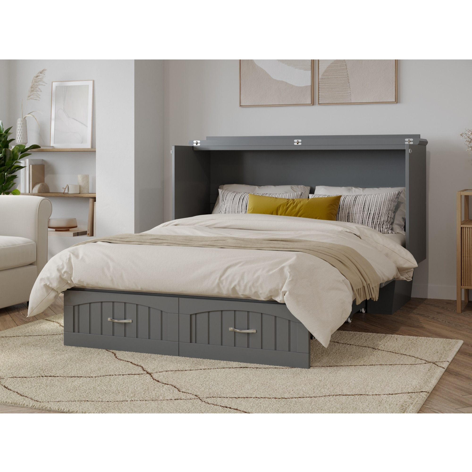 Sydney Queen Murphy Bed Chest in Grey