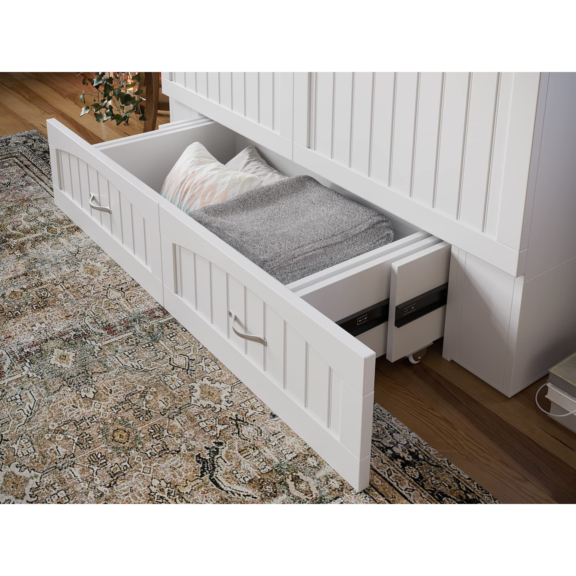 Southampton Full Murphy Bed Chest in White