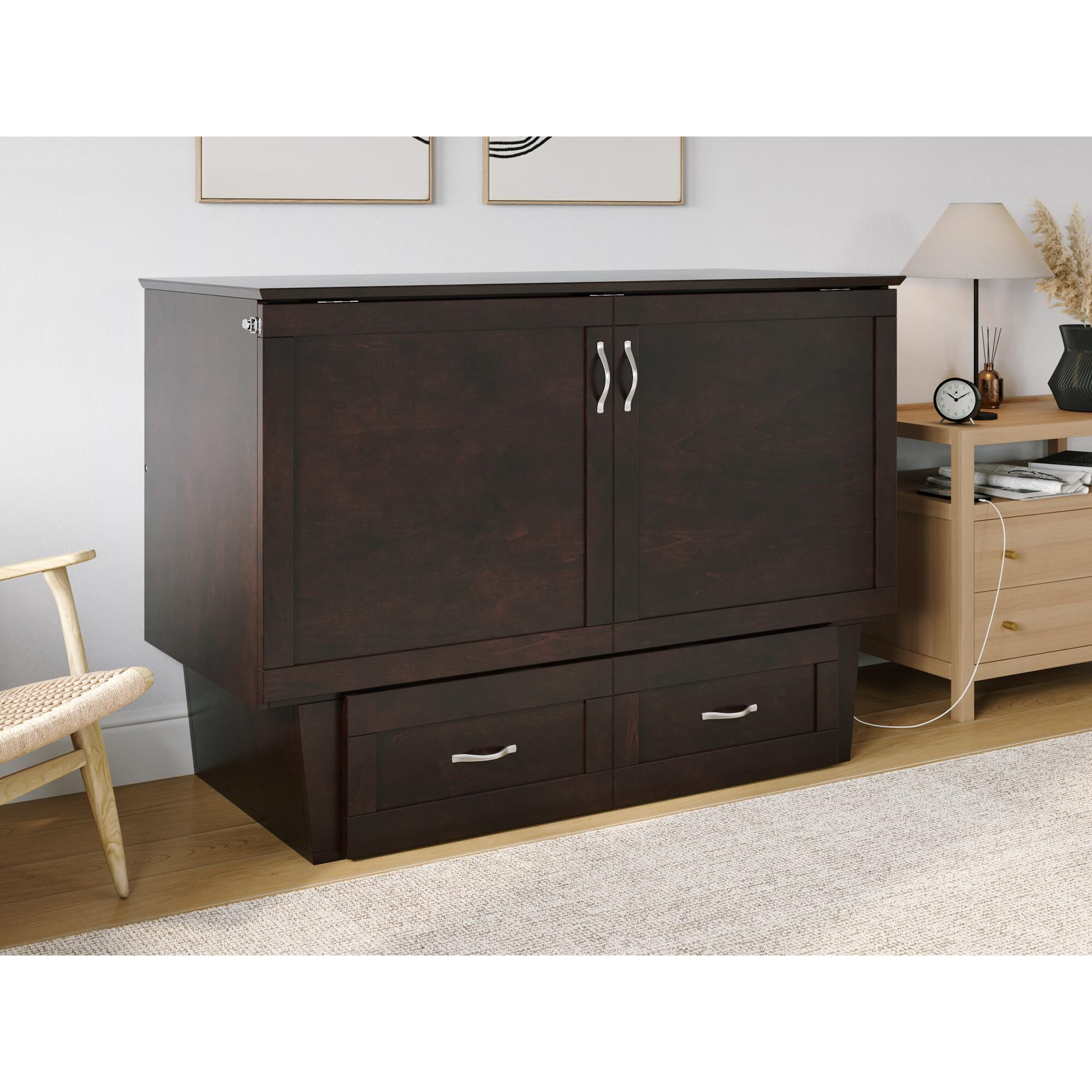 Monroe Full Murphy Bed Chest in Espresso