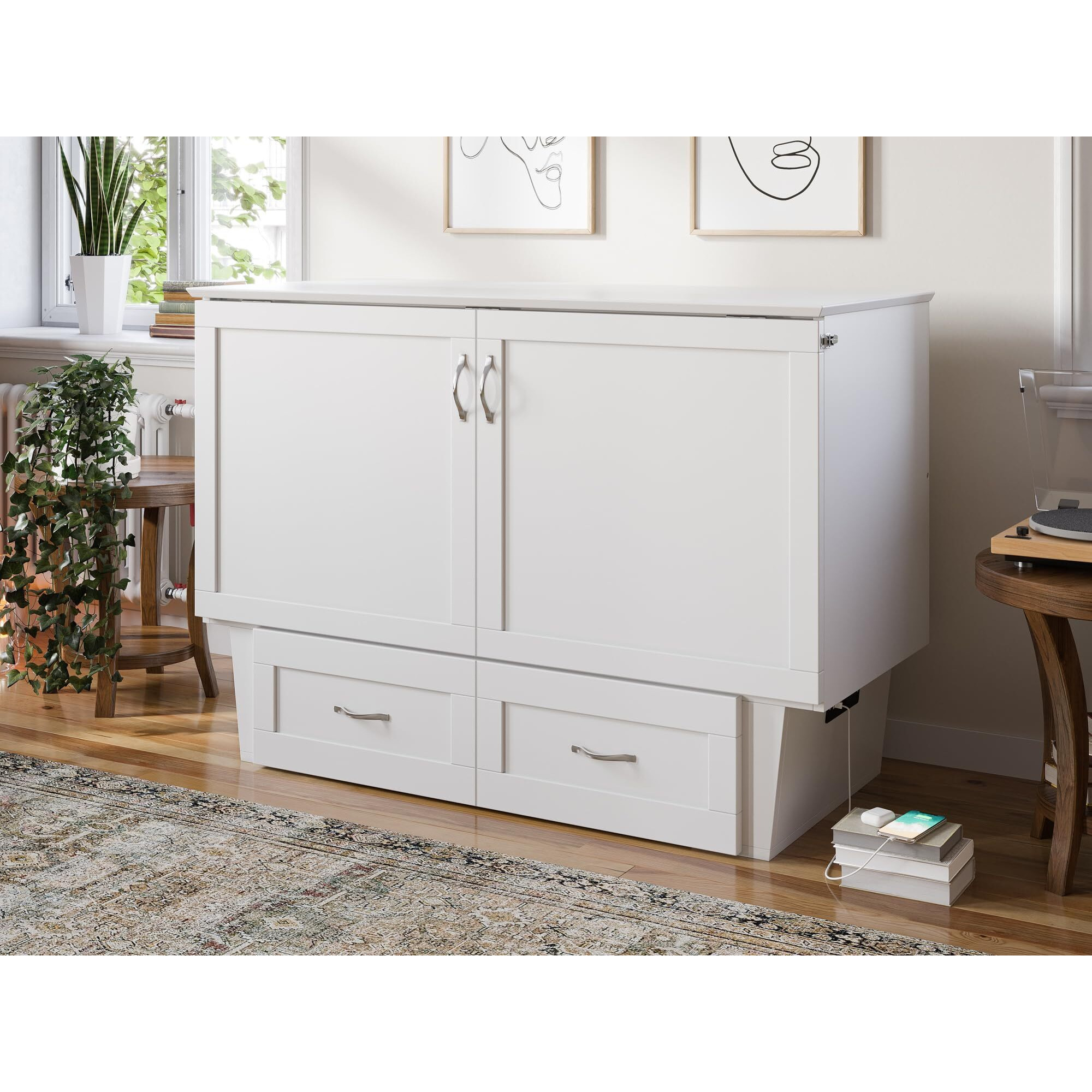 Monroe Full Murphy Bed Chest in White