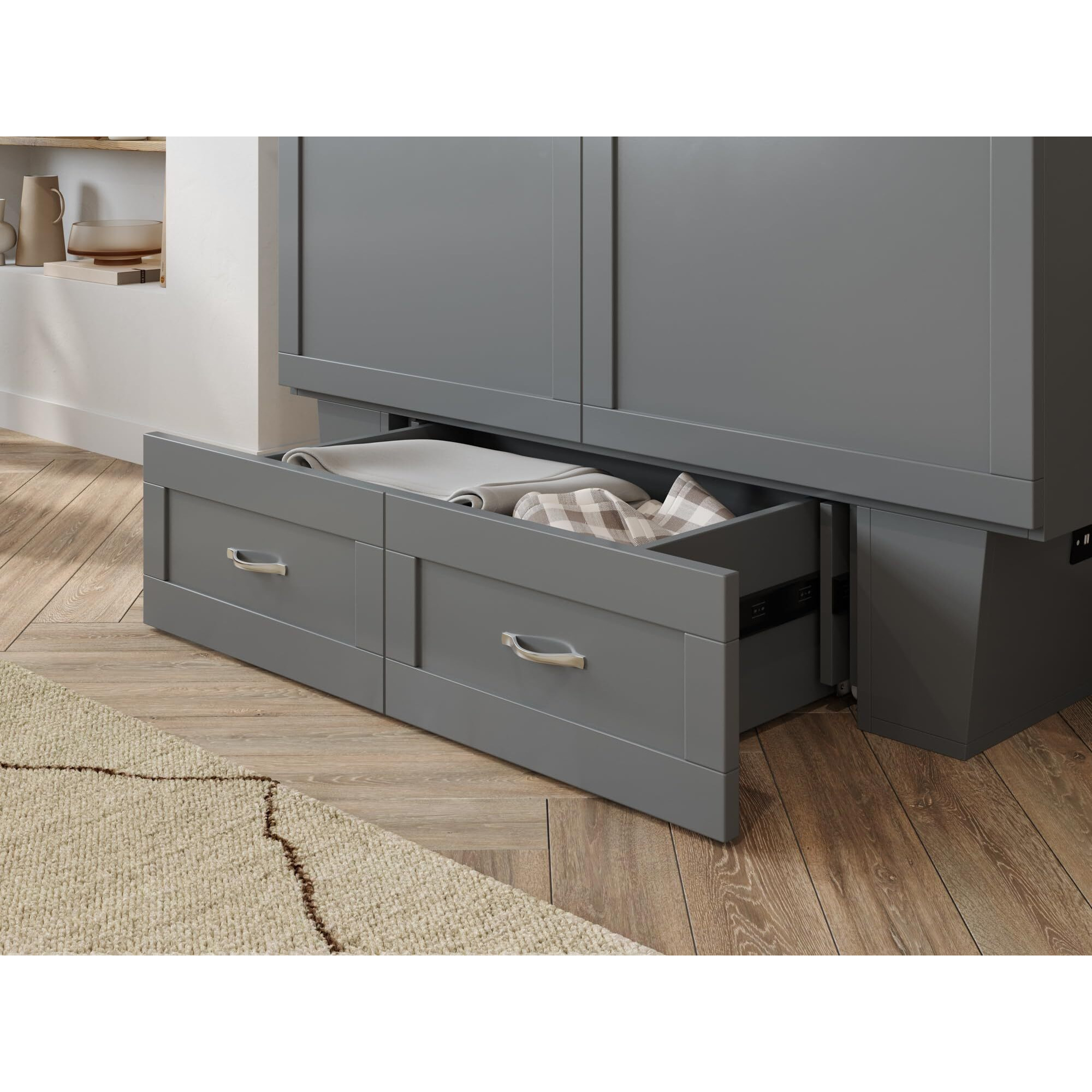 Monroe Full Murphy Bed Chest in Grey