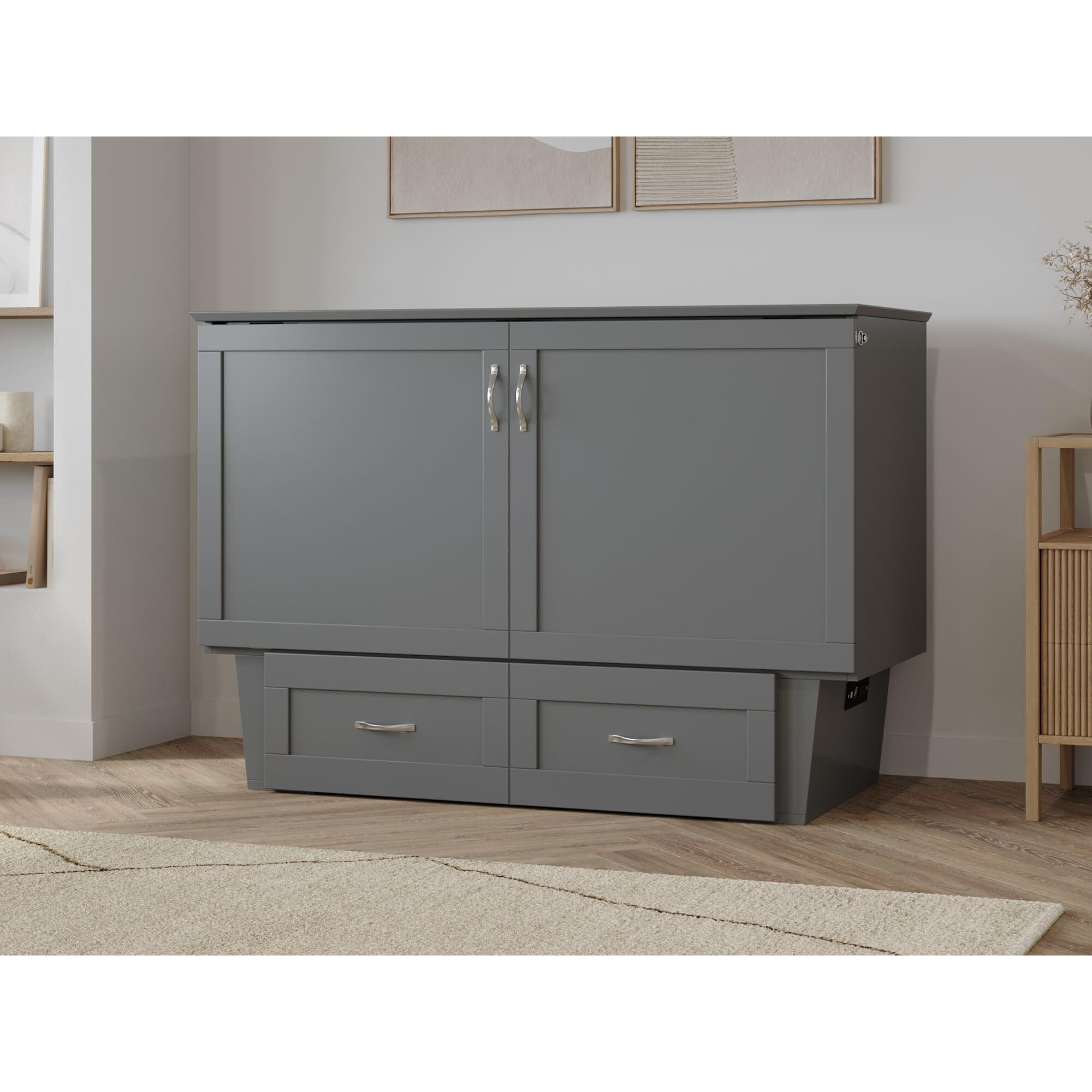 Monroe Full Murphy Bed Chest in Grey