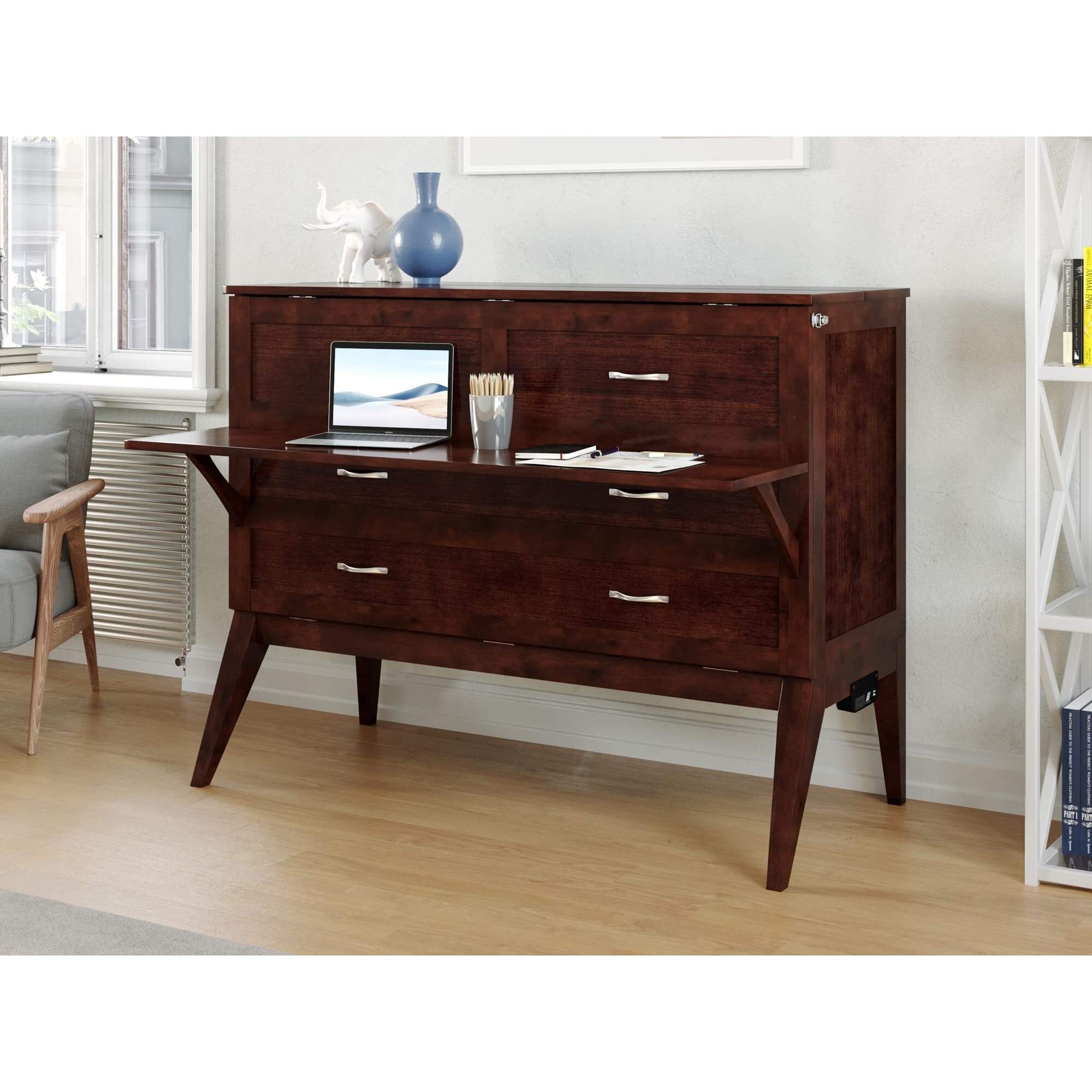 Northampton Full Murphy Bed Desk in Walnut