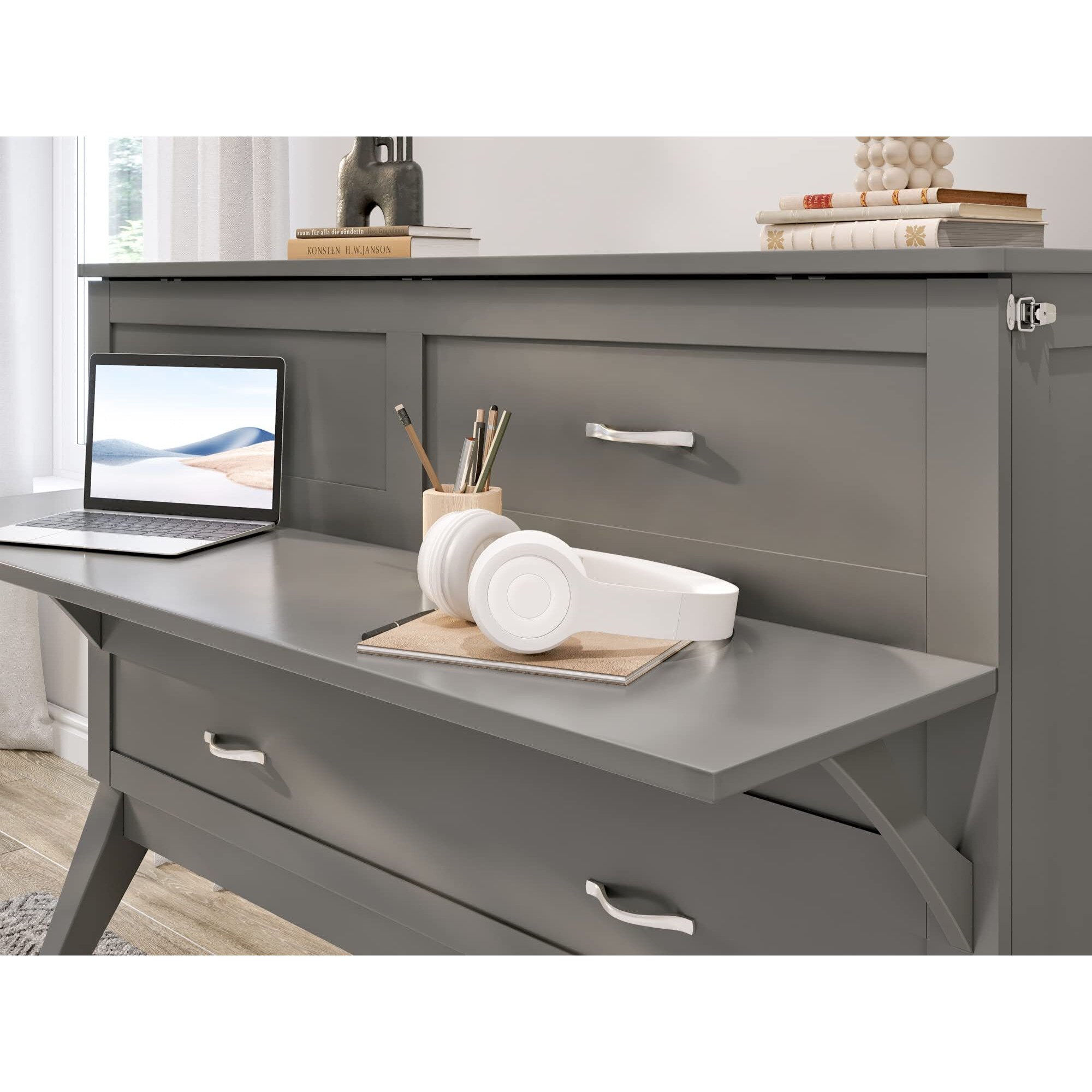 Northampton Full Murphy Bed Desk in Grey