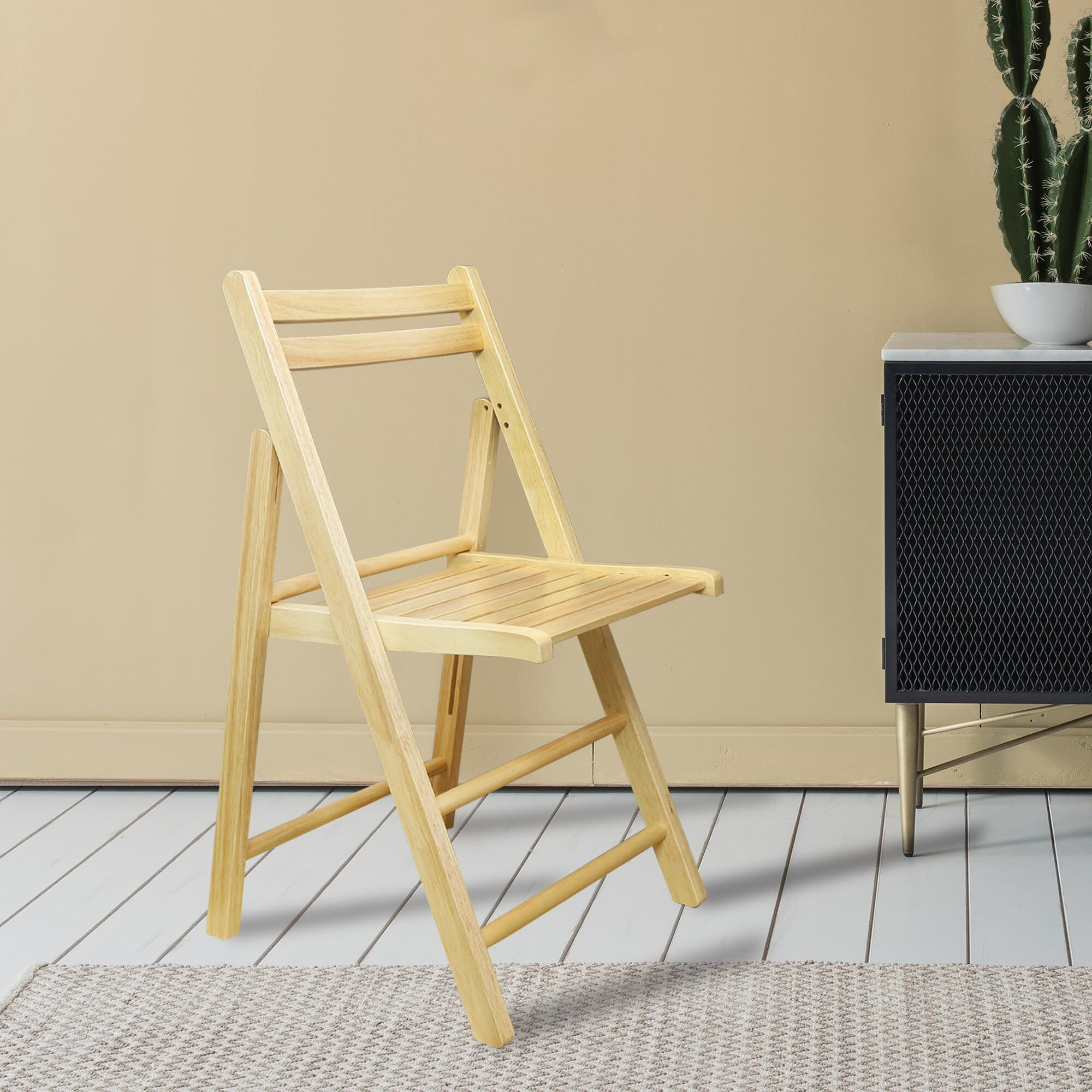 Casual Home Wooden Folding Chairs 2-Pcs Set - Natural