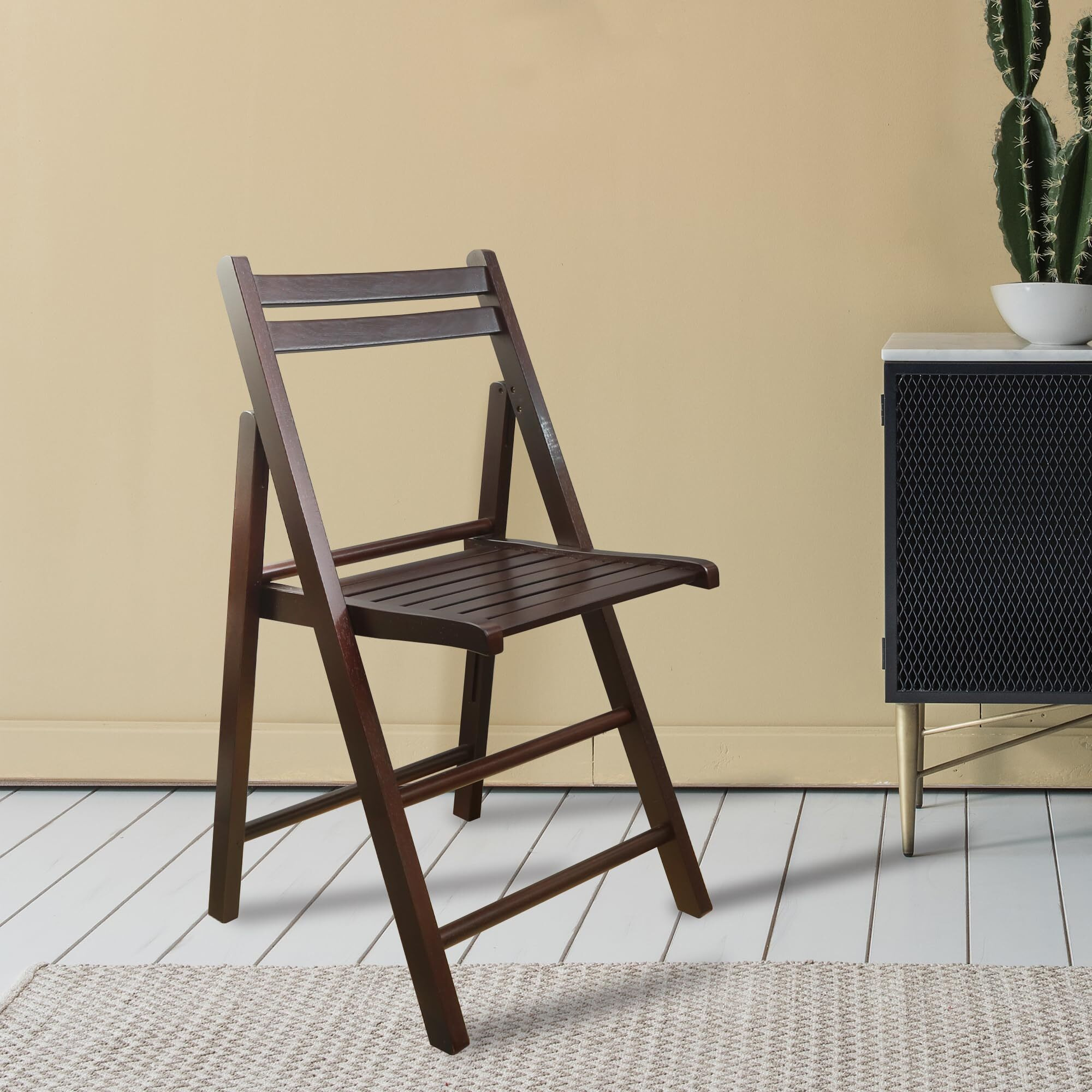 Casual Home Wooden Folding Chairs 2-Pcs Set - Espresso