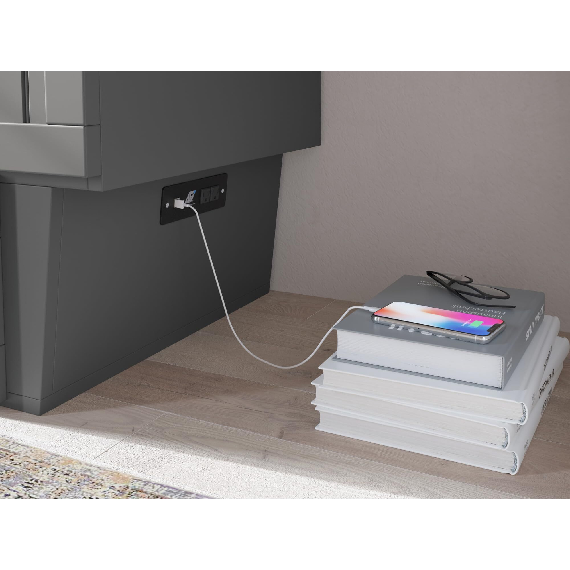 Nantucket Full Murphy Bed Chest in Grey