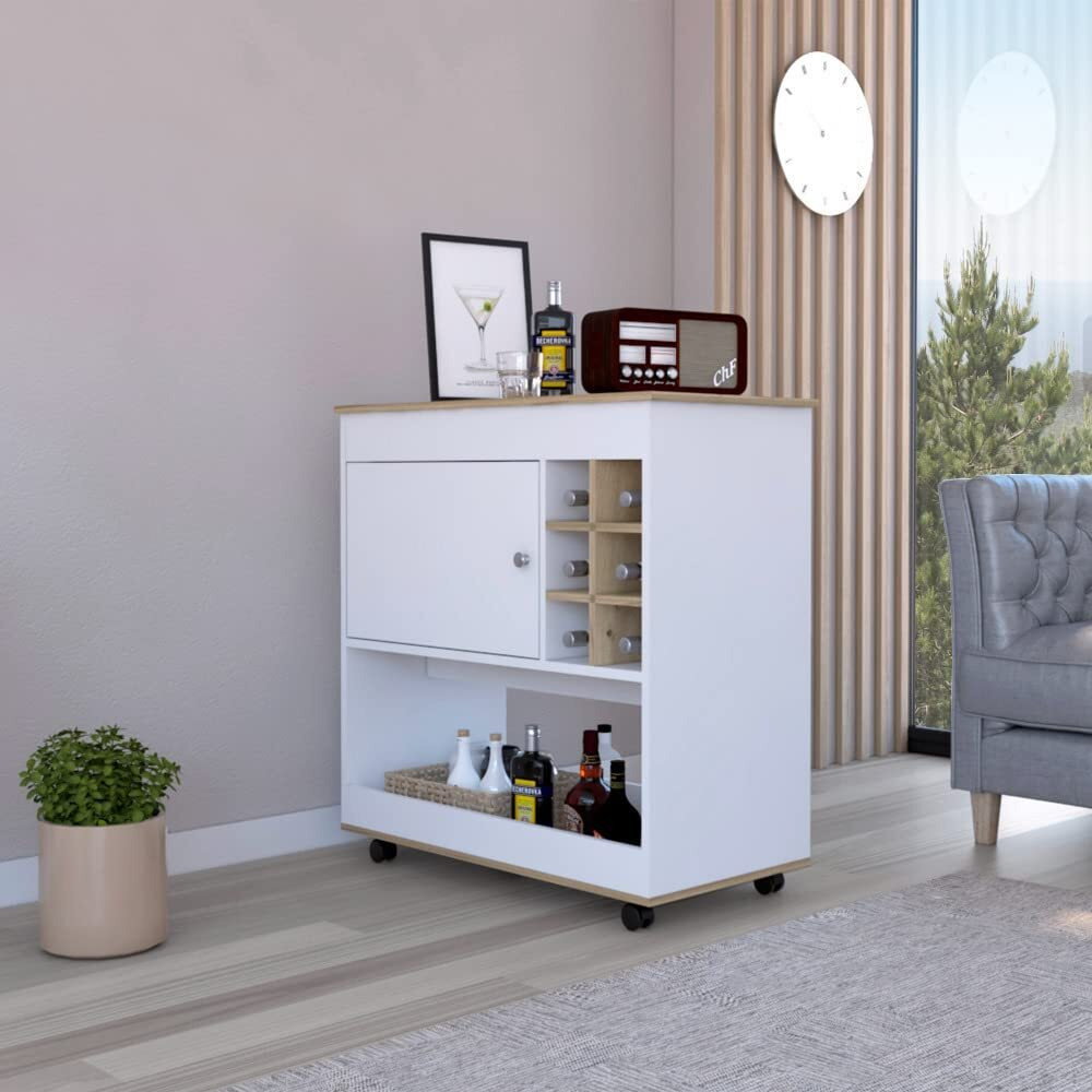 Camelia Bar Cart  -Living Room -Light Oak / White