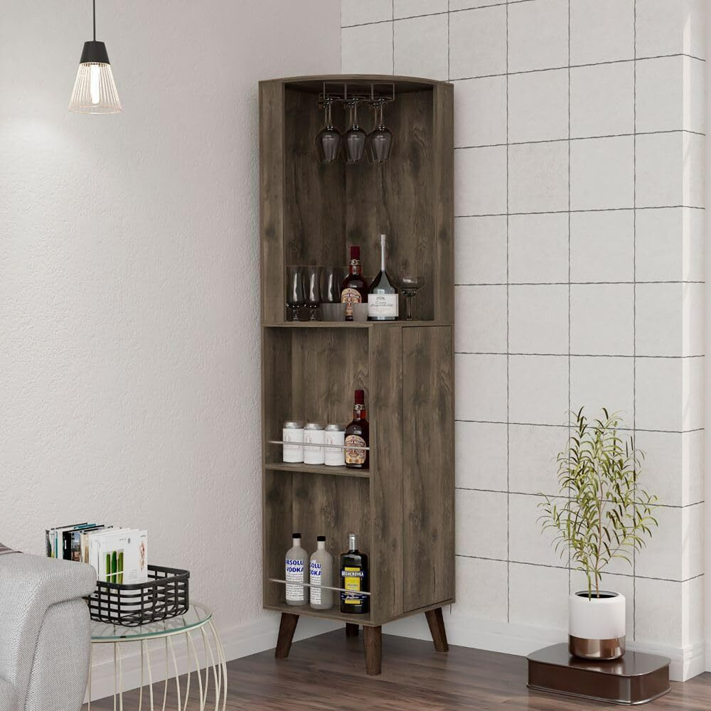 Cincinatti Corner Bar Cabinet  -Living Room -Dark Brown