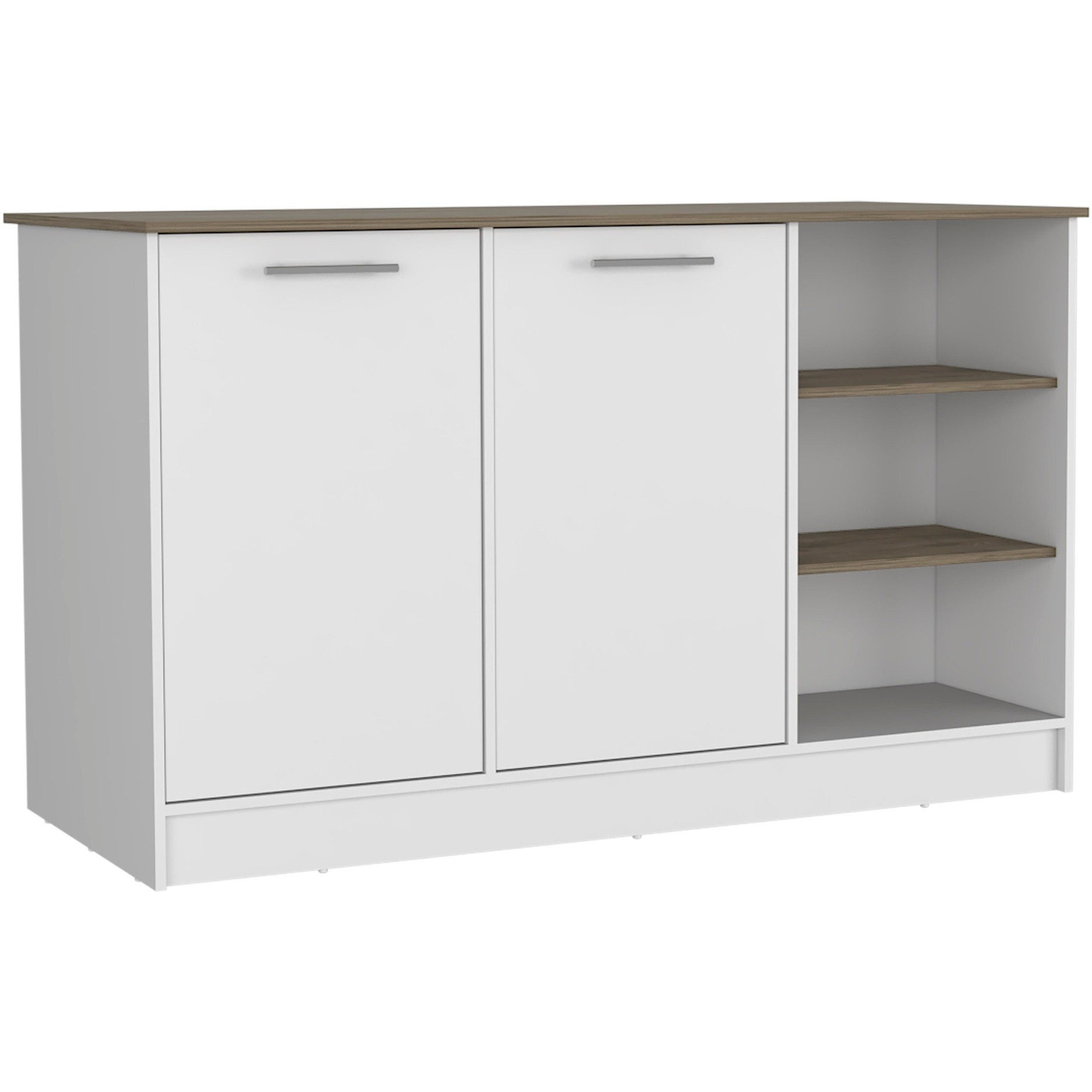 Ginger Kitchen Island -Kitchen -White / Dark Brown