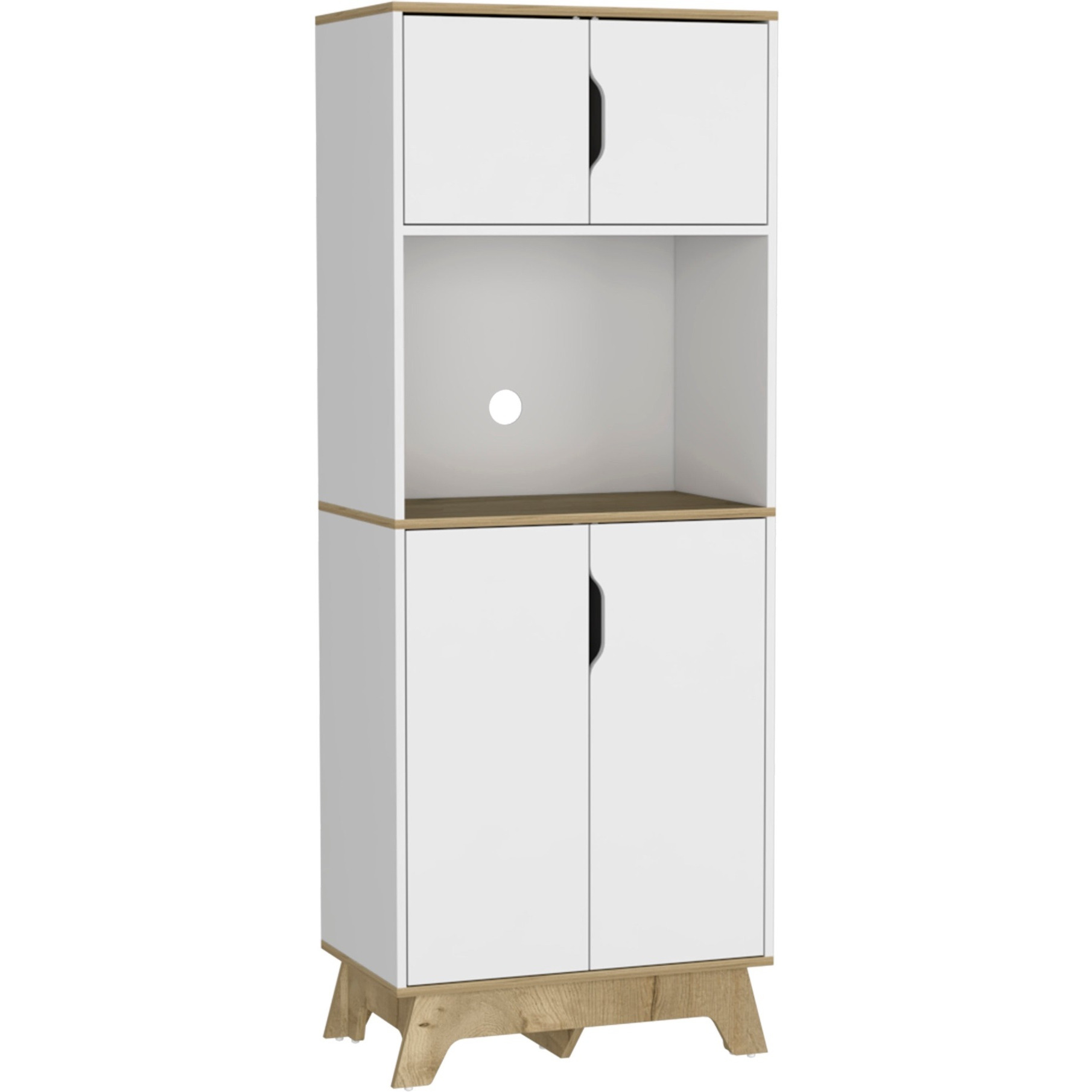 Pamplona Microwave Tall Cabinet  -Kitchen -Light Oak / White