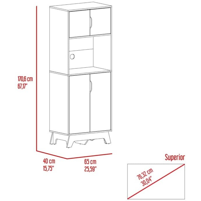 Pamplona Microwave Tall Cabinet  -Kitchen -Light Oak / White