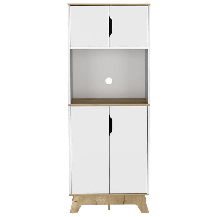 Pamplona Microwave Tall Cabinet  -Kitchen -Light Oak / White