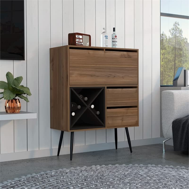 Prunus Bar Cabinet -Living Room -Mahogany / Black