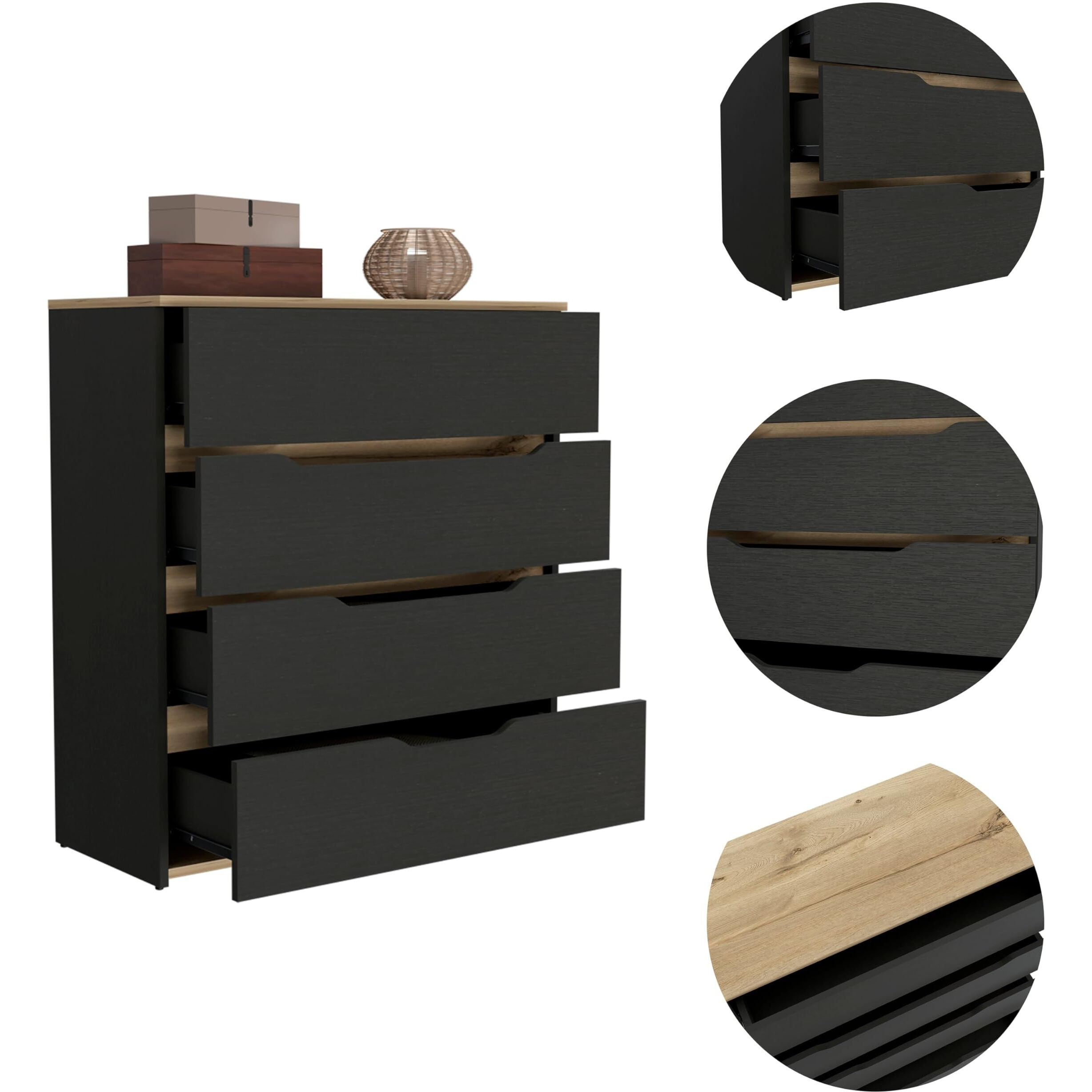 Zoe Dresser -Bedroom -Black / Light Oak