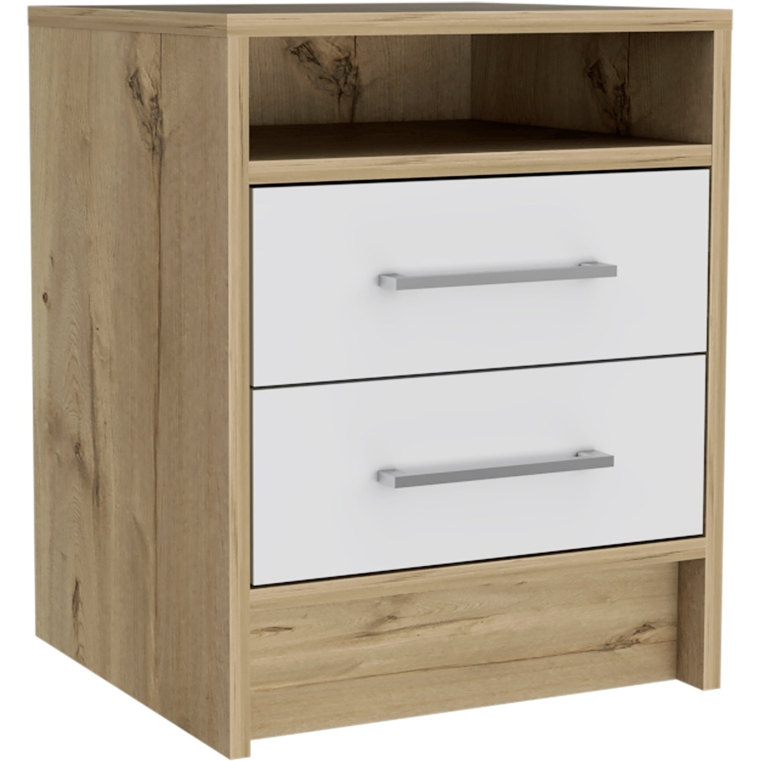 Eter Nightstand -Bedroom -White / Light Oak