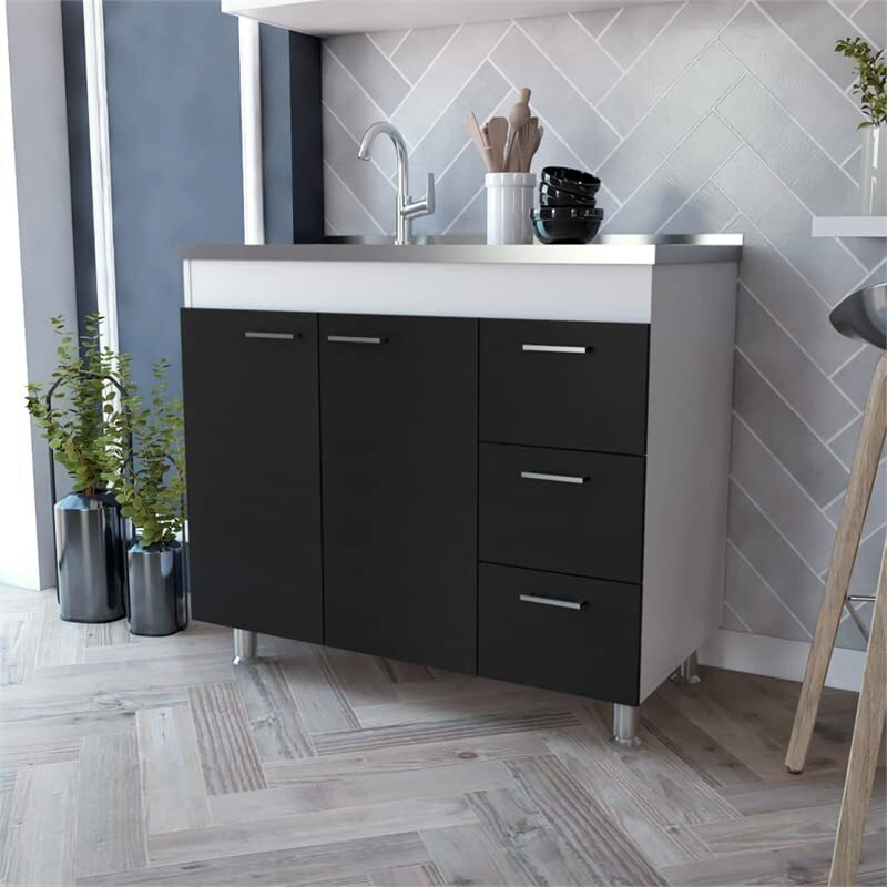 Ferretti Base Cabinet  -Kitchen -White / Black