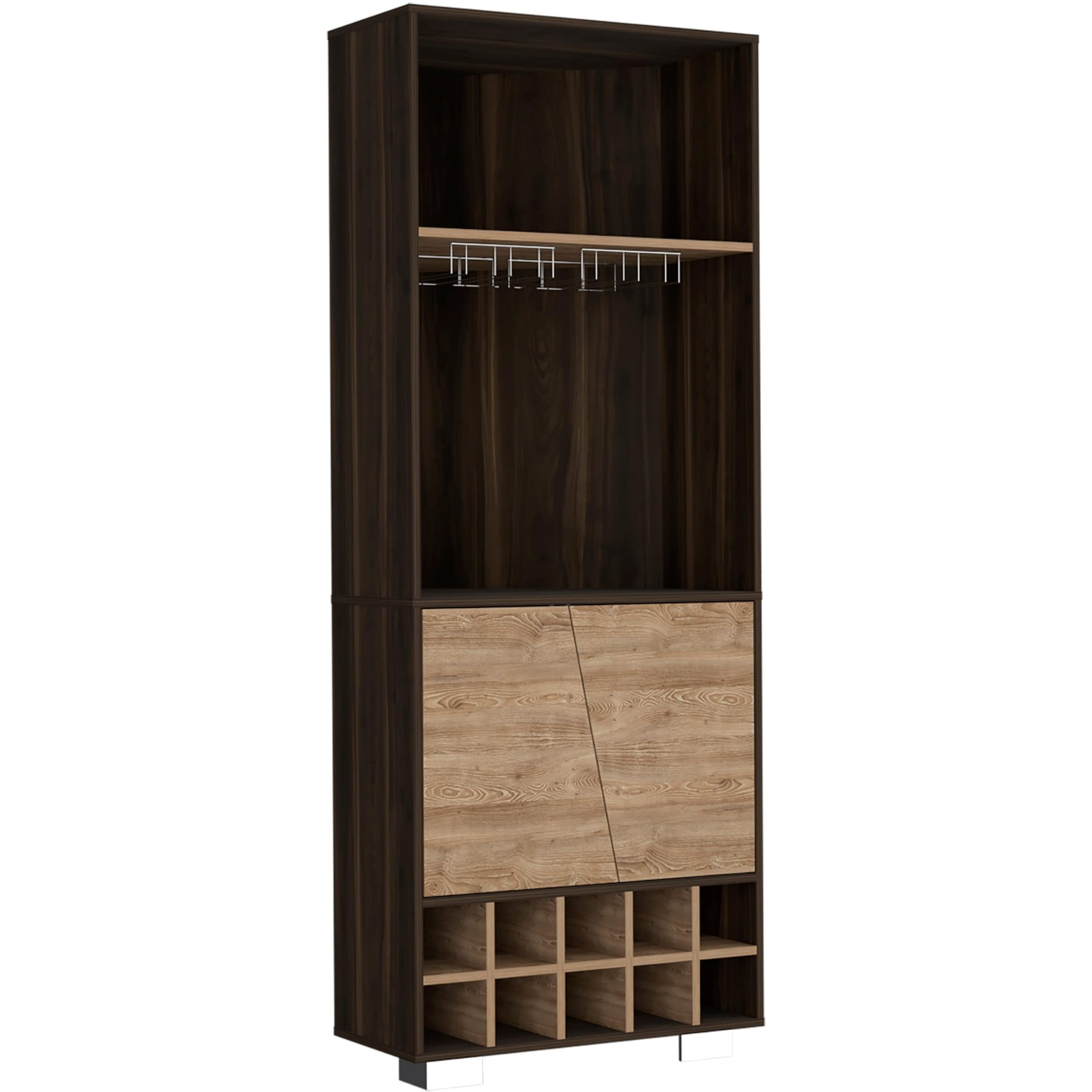 Fraktal Corner Bar Cabinet -Living Room -Dark Oak / Pine