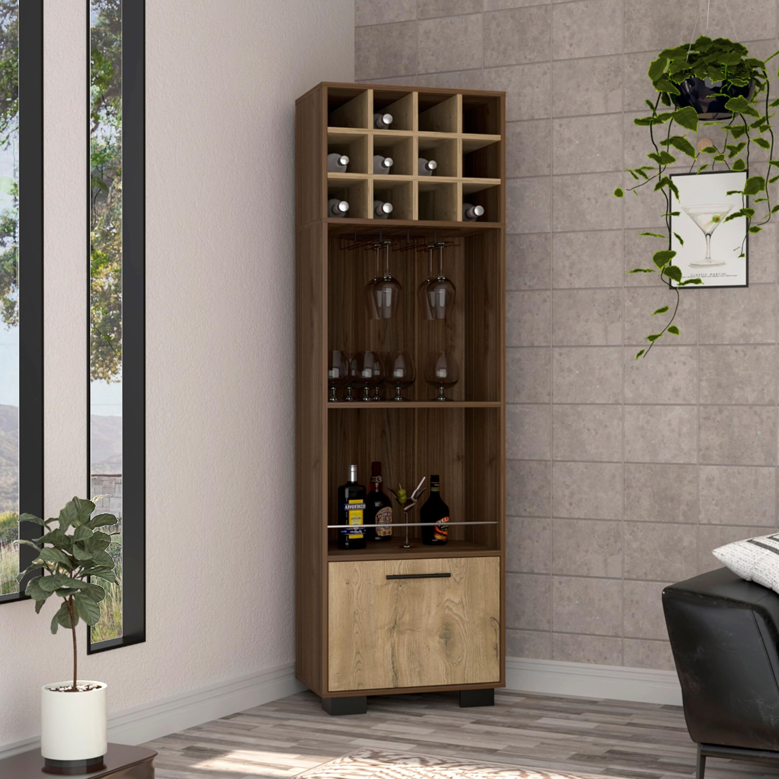 Marsella Corner Bar Cabinet -Living Room -Mahogany / Macadamia