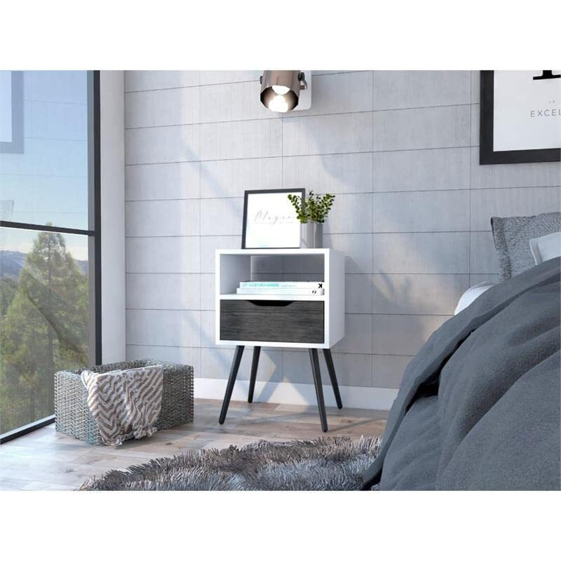 Otom Nightstand  -Bedroom -Smokey Oak / White
