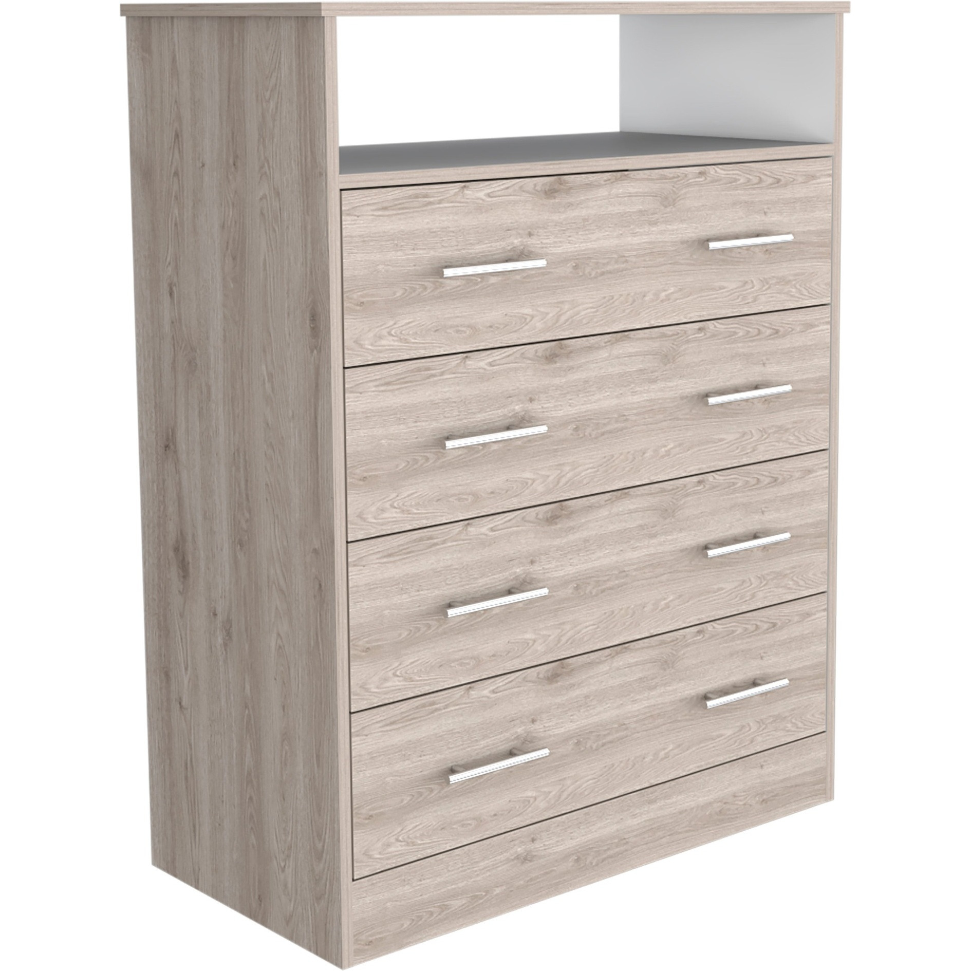 Peru L Four Drawer Dresser -Bedroom -Light Gray / White