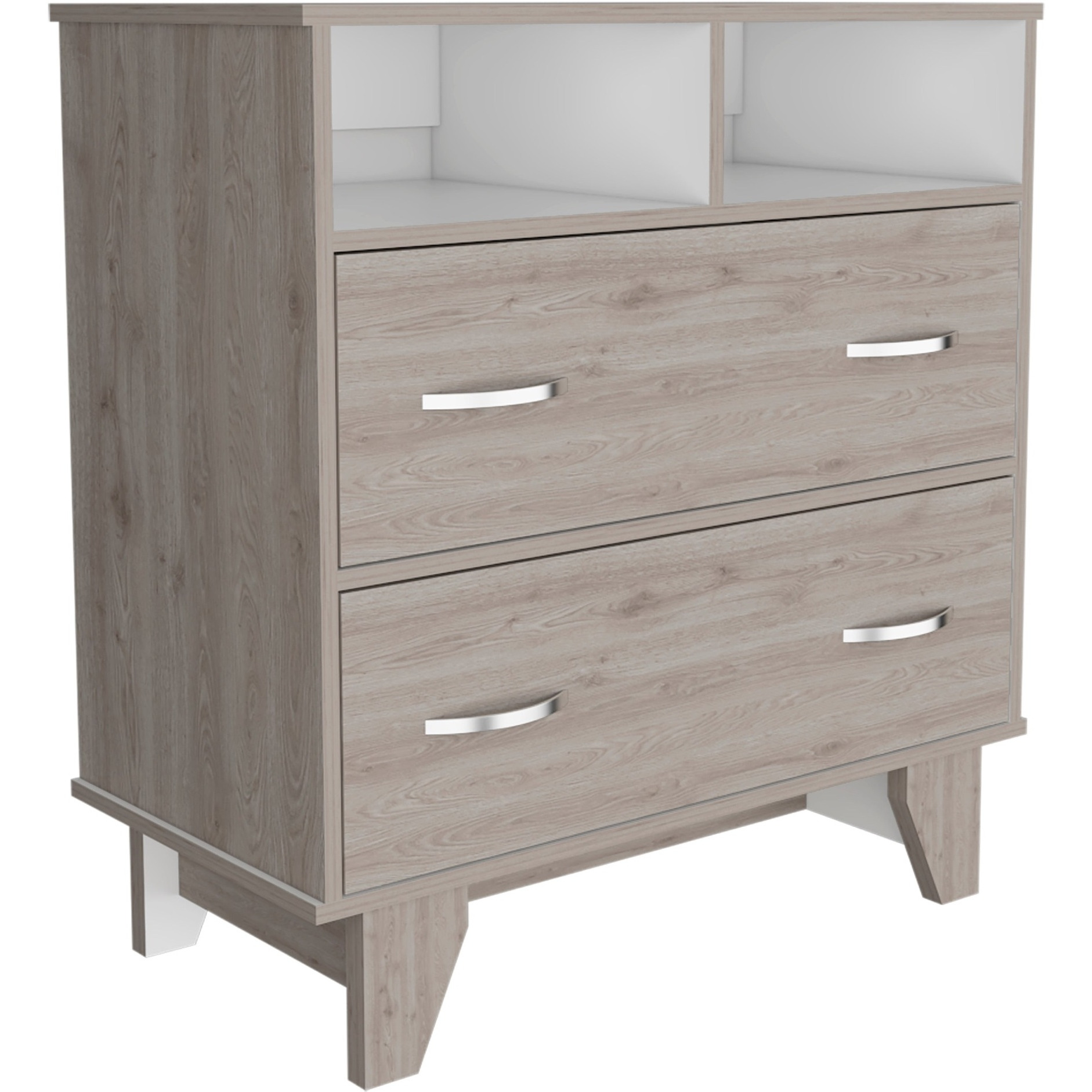 Portanova Two Drawer Dresser -Bedroom -Light Gray / White