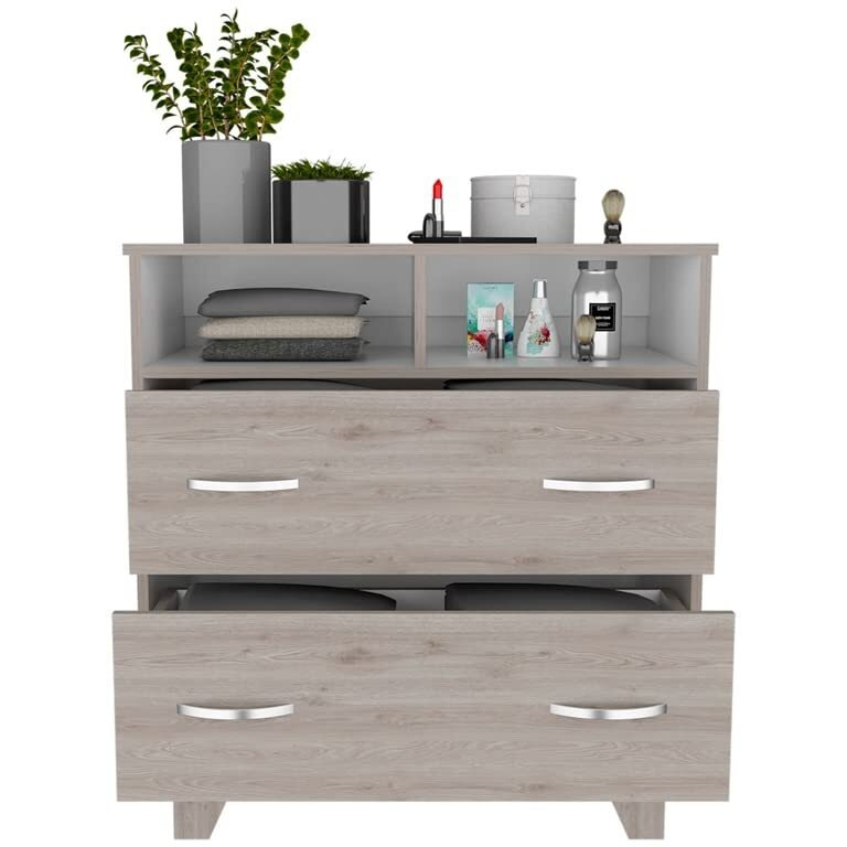 Portanova Two Drawer Dresser -Bedroom -Light Gray / White