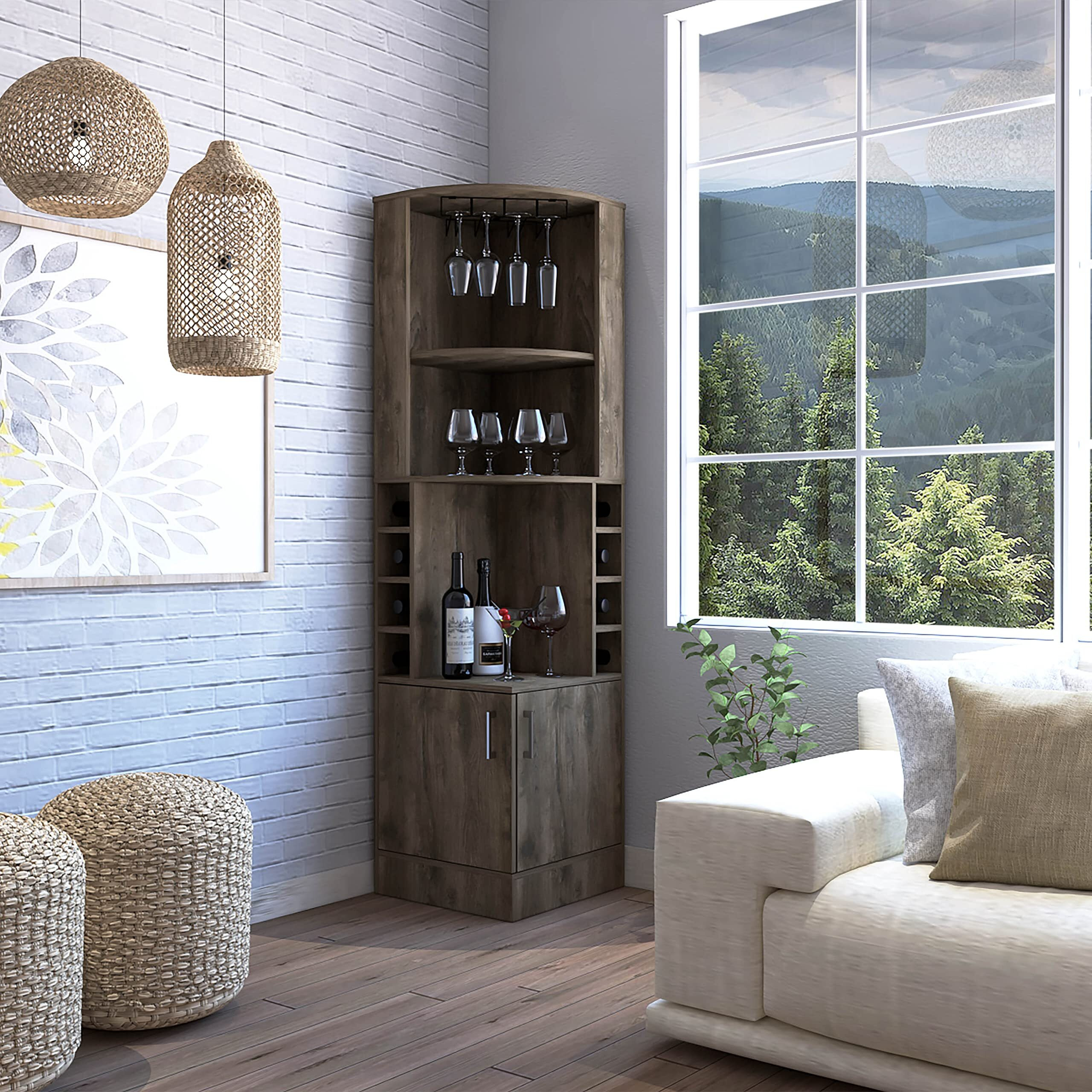 Syrah Corner Bar Cabinet -Living Room -Dark Brown