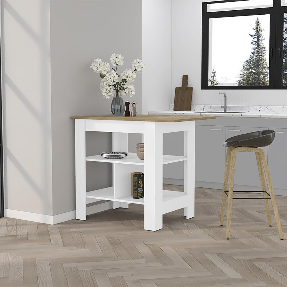 Macondo Kitchen Island -Kitchen -White / Macadamia