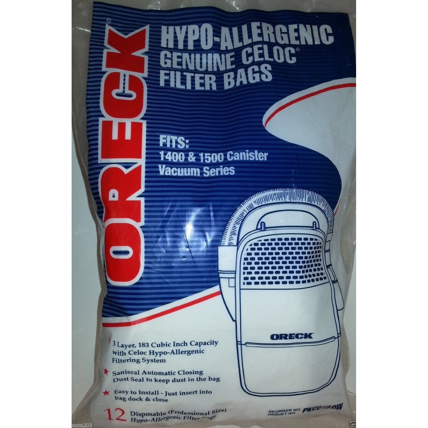 Paper Bag, CC1400A/1400B Edge H/V Flash Vac 12 Pk