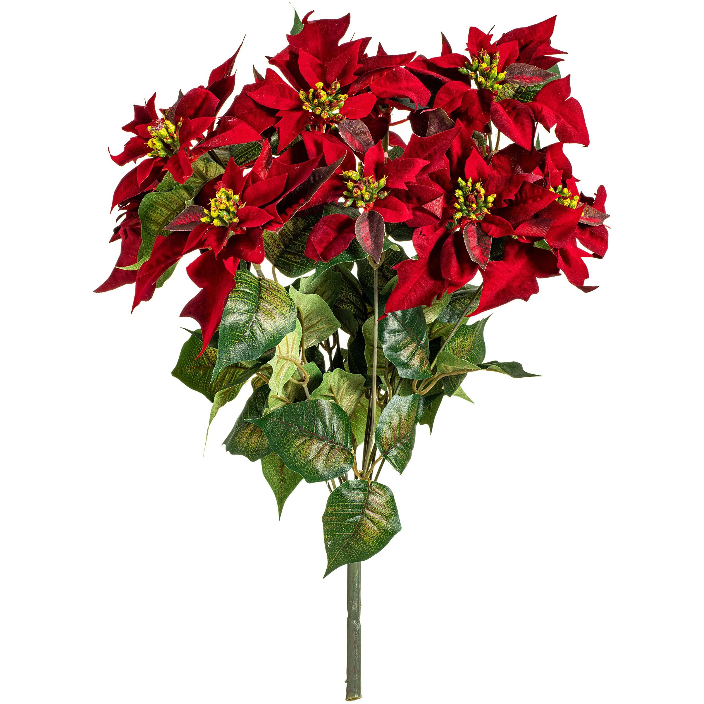 Vickerman 18" Red Poinsettia and Leaf Bush.