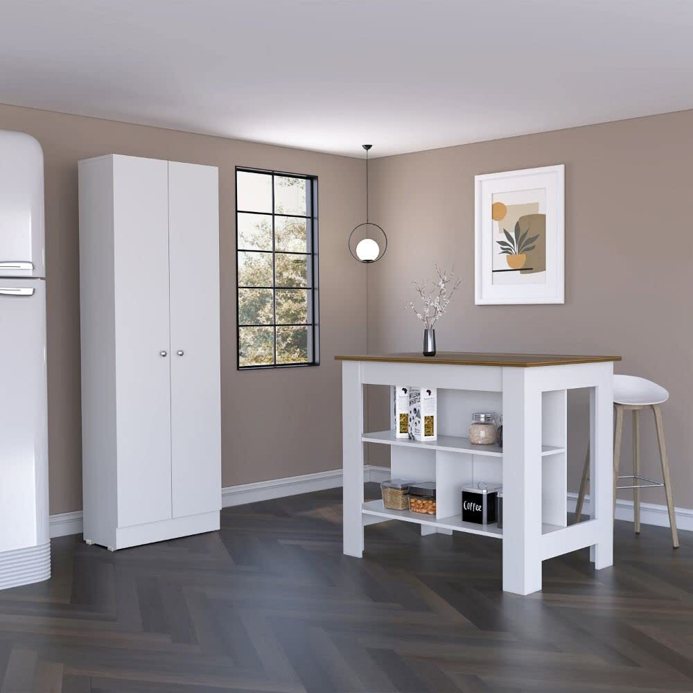 Charlotte 2 Piece Kitchen Set, White /Walnut