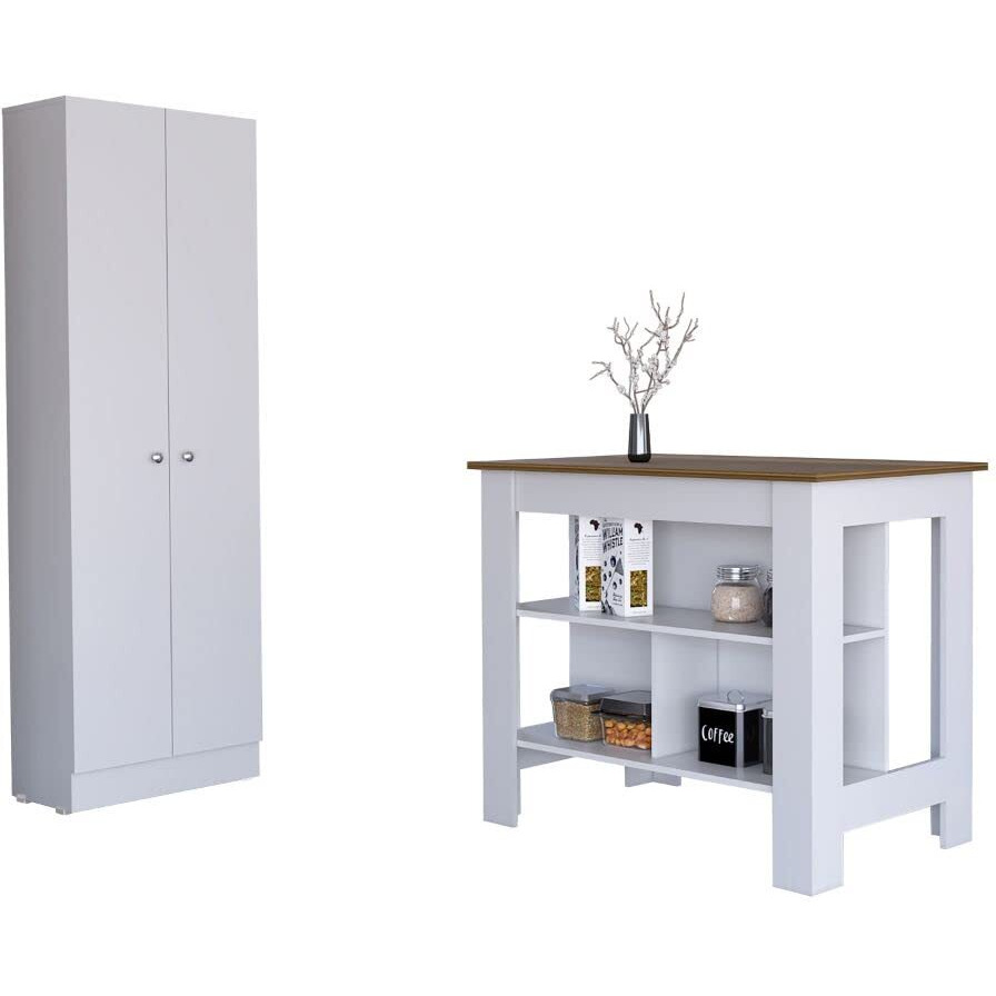 Charlotte 2 Piece Kitchen Set, White /Walnut