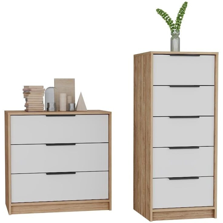 Aniston 2 Piece Bedroom Set, White / Pine