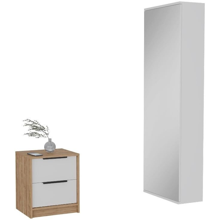 Carmy 2 Piece Bedroom Set, White / Pine